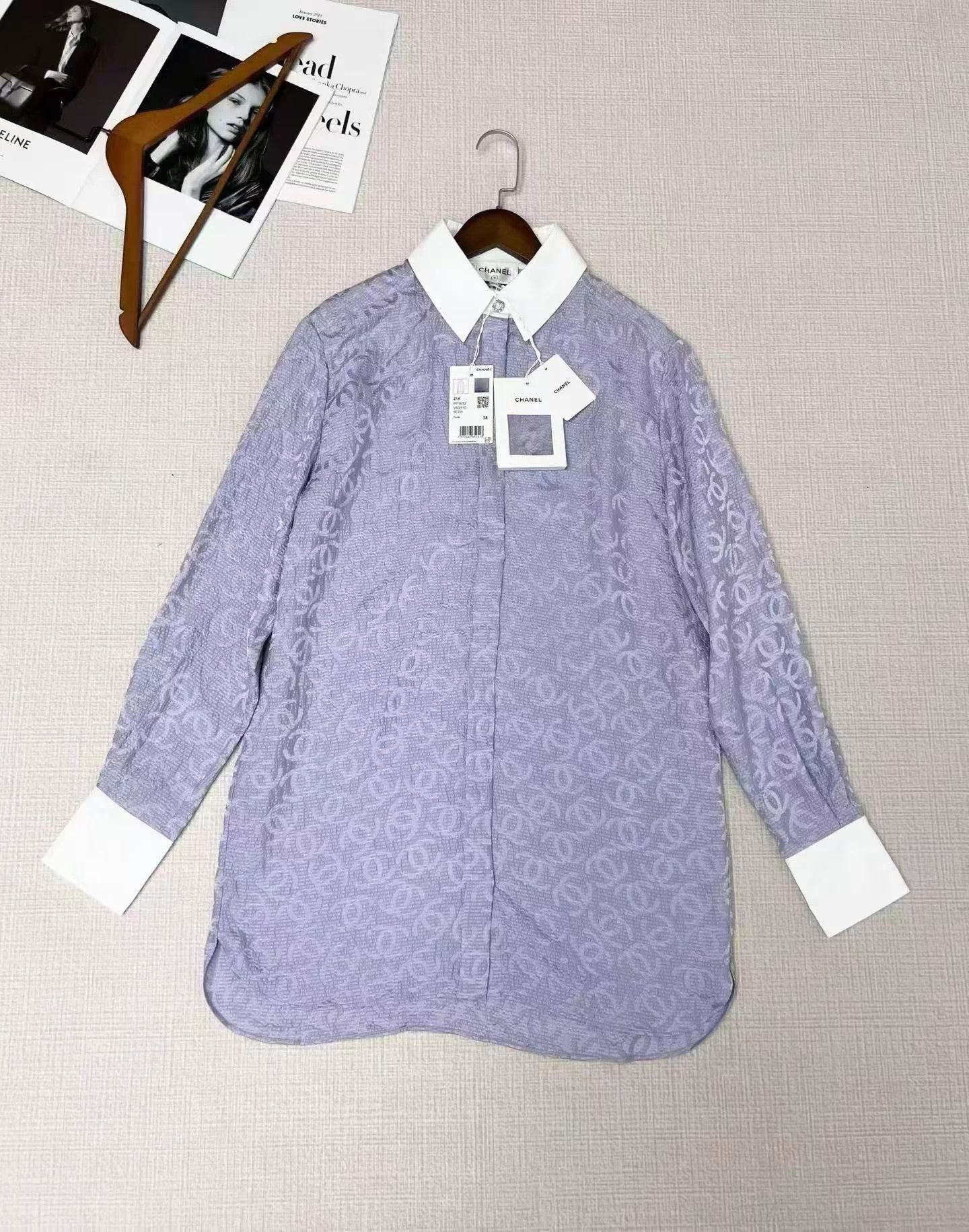 Chanel Chanel Silk All Over Logo Shirt Wang Yibo 38 Size S / US 4 / IT 40 - 1 Thumbnail