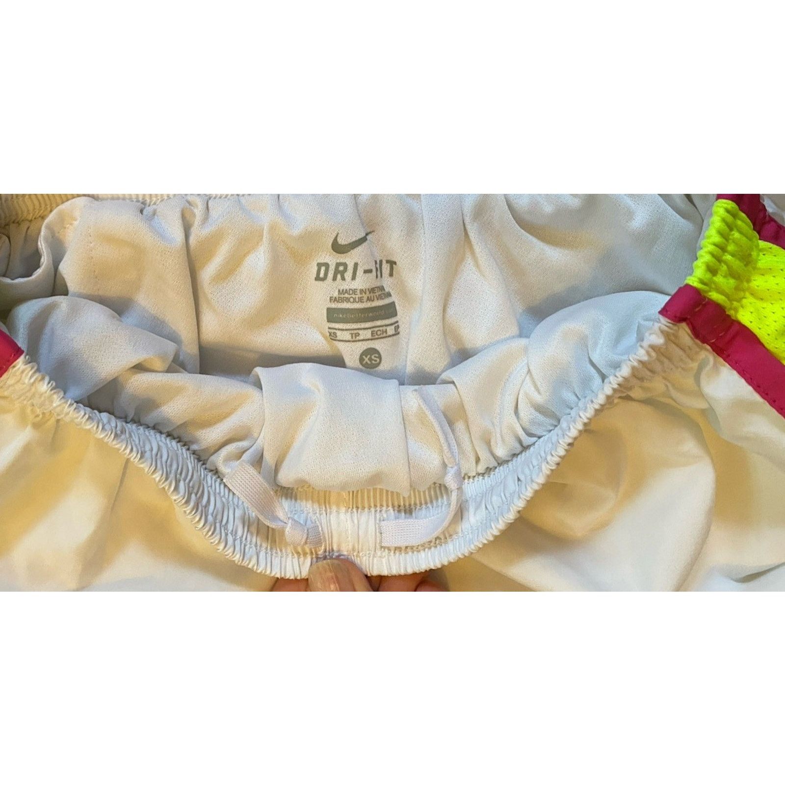 Nike Nike Running Shorts Women’s XS White Hot Pink Yellow Size 26" / US 2 / IT 38 - 3 Thumbnail