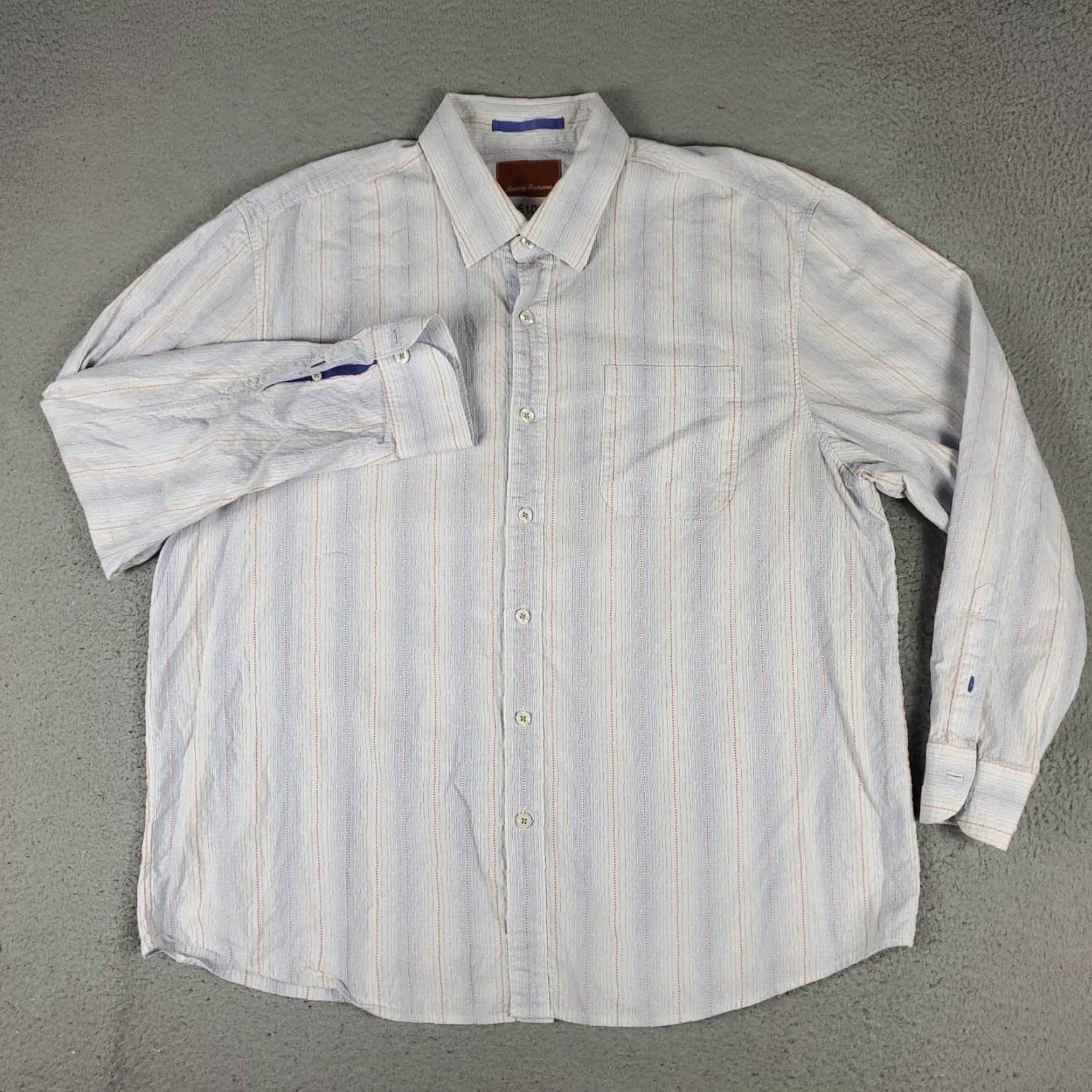 Tommy Bahama Tommy Bahama Shirt Mens 2XL Blue Striped Cotton Button-Up Long Sleeve Shirt Size US XXL / EU 58 / 5 - 2 Thumbnail