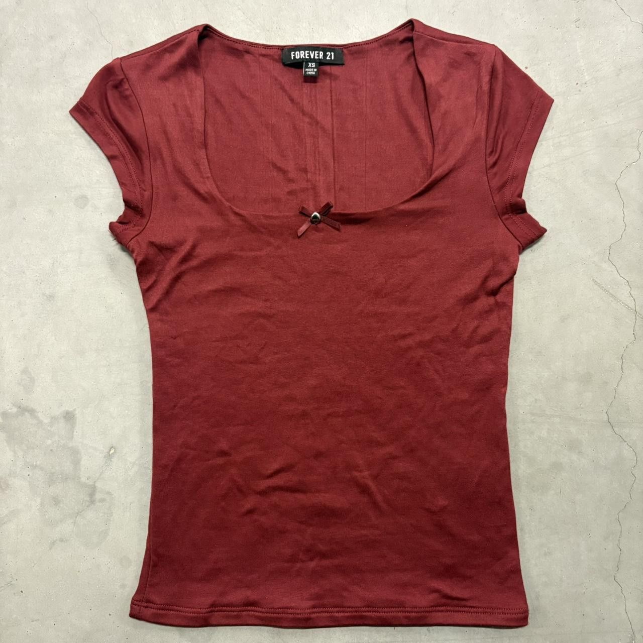 Vintage Crazy Vintage Y2K/2000s Forever 21 red top with bow detail! Size XS Size XS / US 0-2 / IT 36-38 - 1 Thumbnail