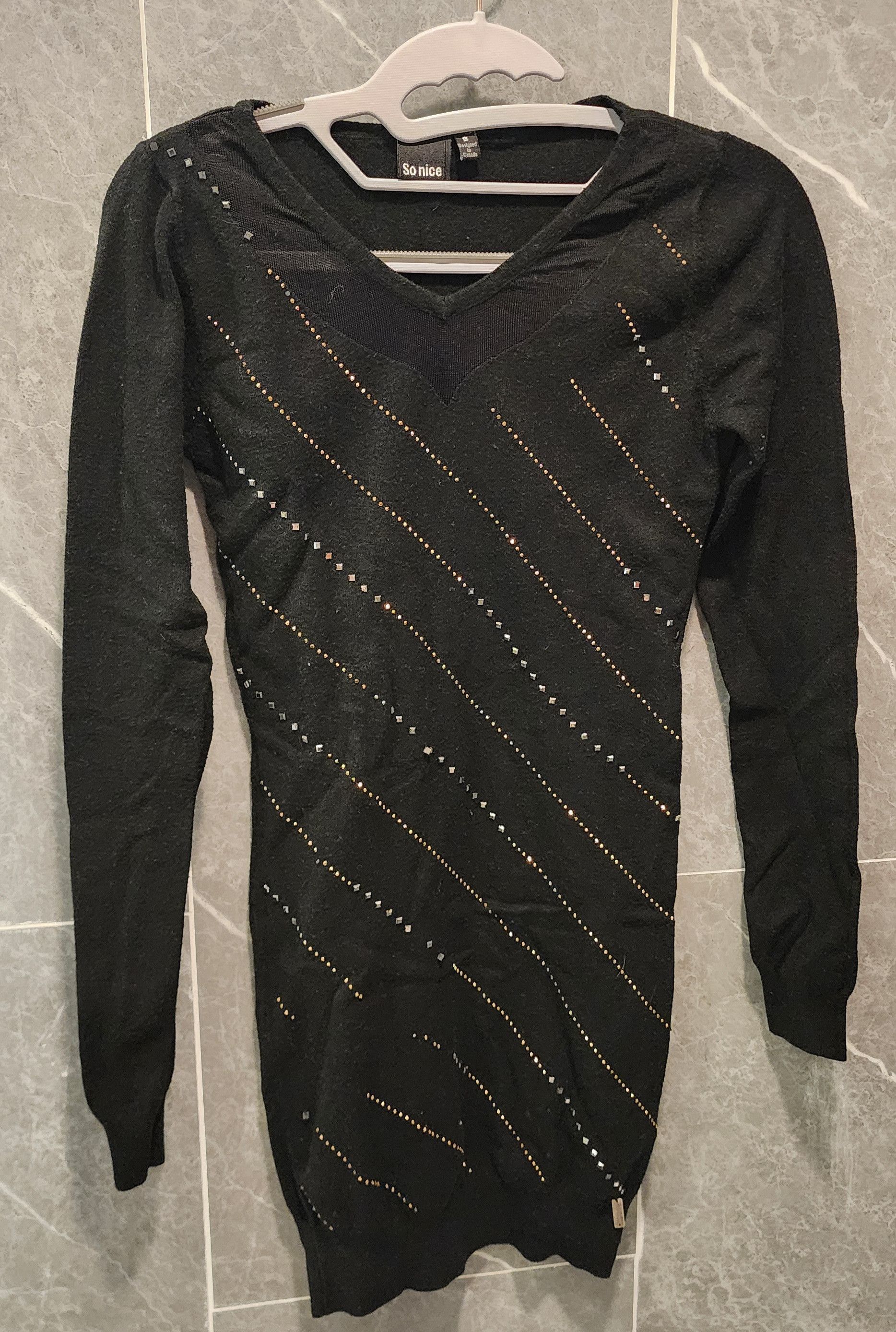 Other So Nice Rhinestone Embellished Black Sweater Dress Tunic S Size S / US 4 / IT 40 - 1 Thumbnail