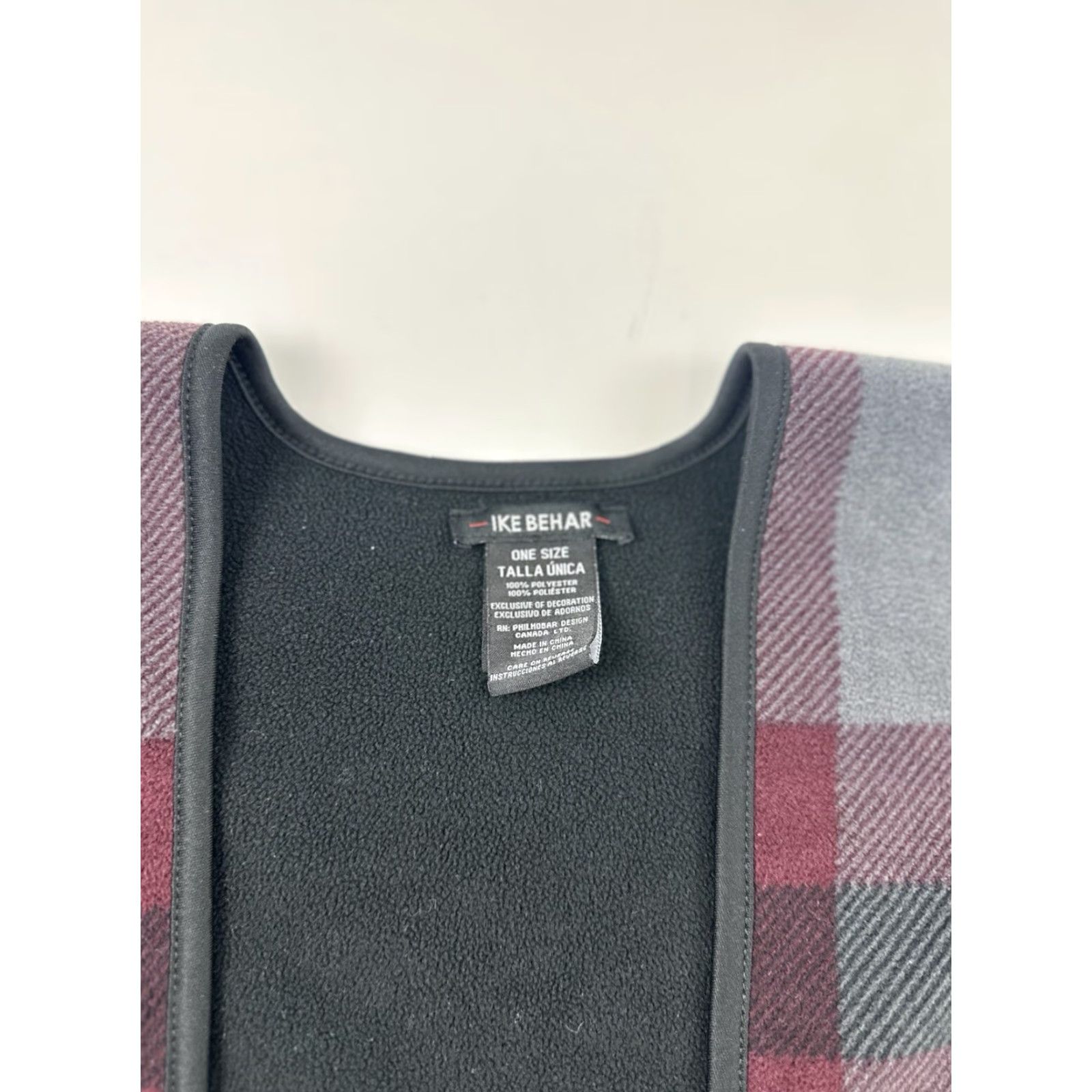 Ike Behar IKE BEHAR Poncho Womens One Size Gray Plaid Fleece Cozy Mid-Length Coat Wrap Size ONE SIZE - 2 Thumbnail