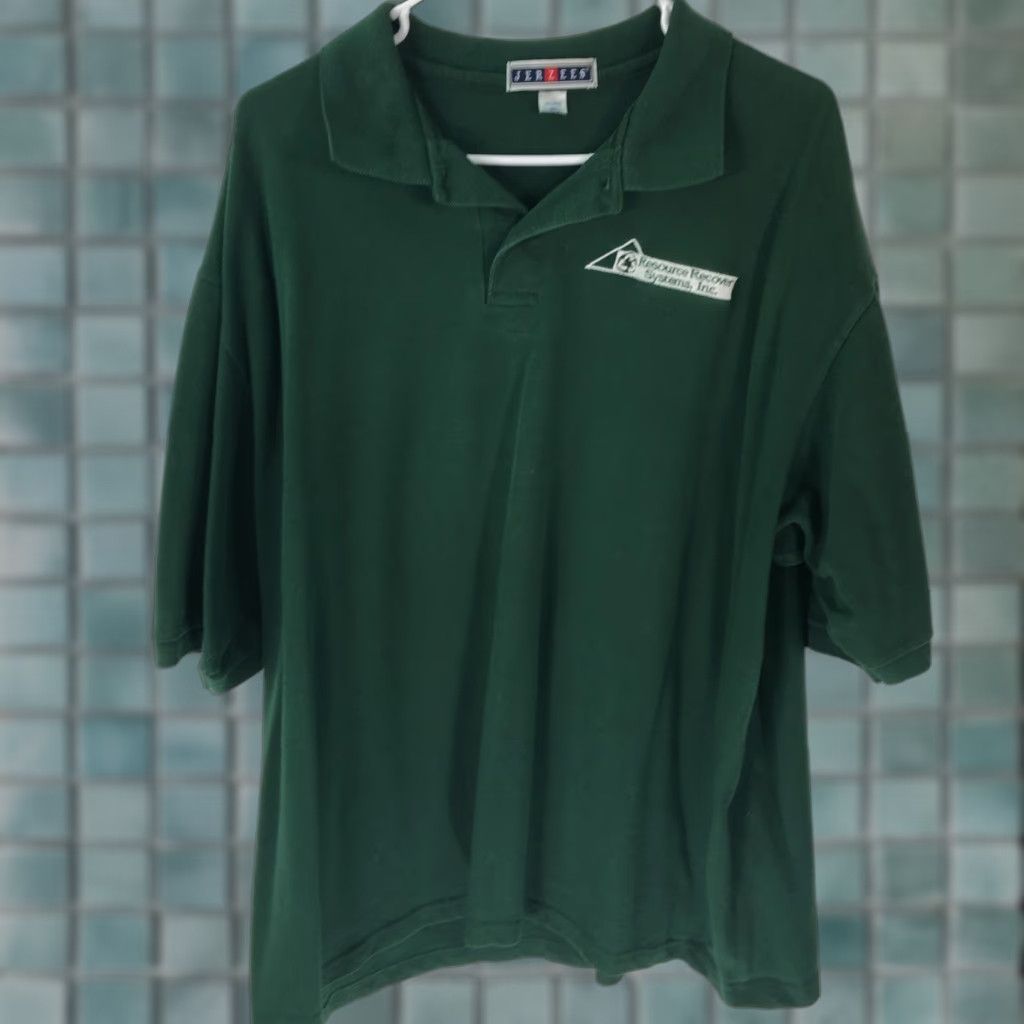 Jerzees Jerzees Mens Casual Regular Heavy Weight Green Pullover Polo Shirt XL Size Size US XL / EU 56 / 4 - 1 Thumbnail