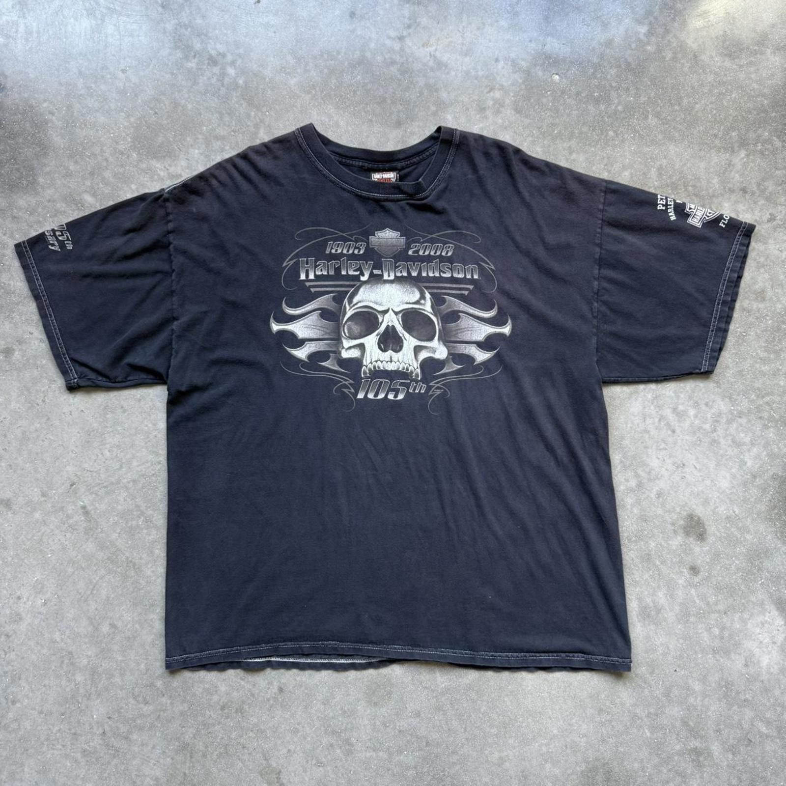 Harley Davidson Harley-Davidson 2008 “105th anniversary skull” Y2K T-shirt Size US XXL / EU 58 / 5 - 1 Thumbnail