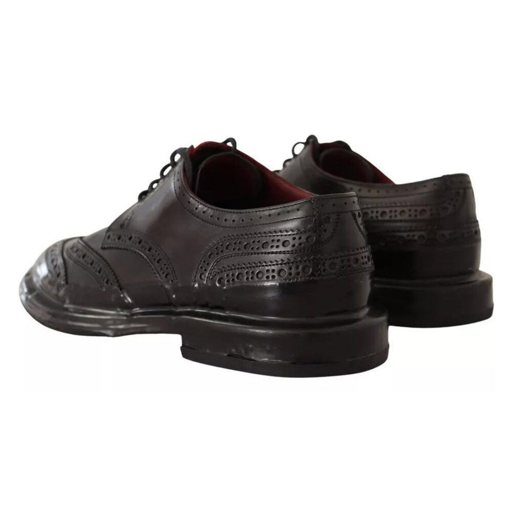 Dolce & Gabbana Dolce & Gabbana Black Perforated Leather Lace Up Derby Shoes Size US 7 / EU 40 - 6 Thumbnail