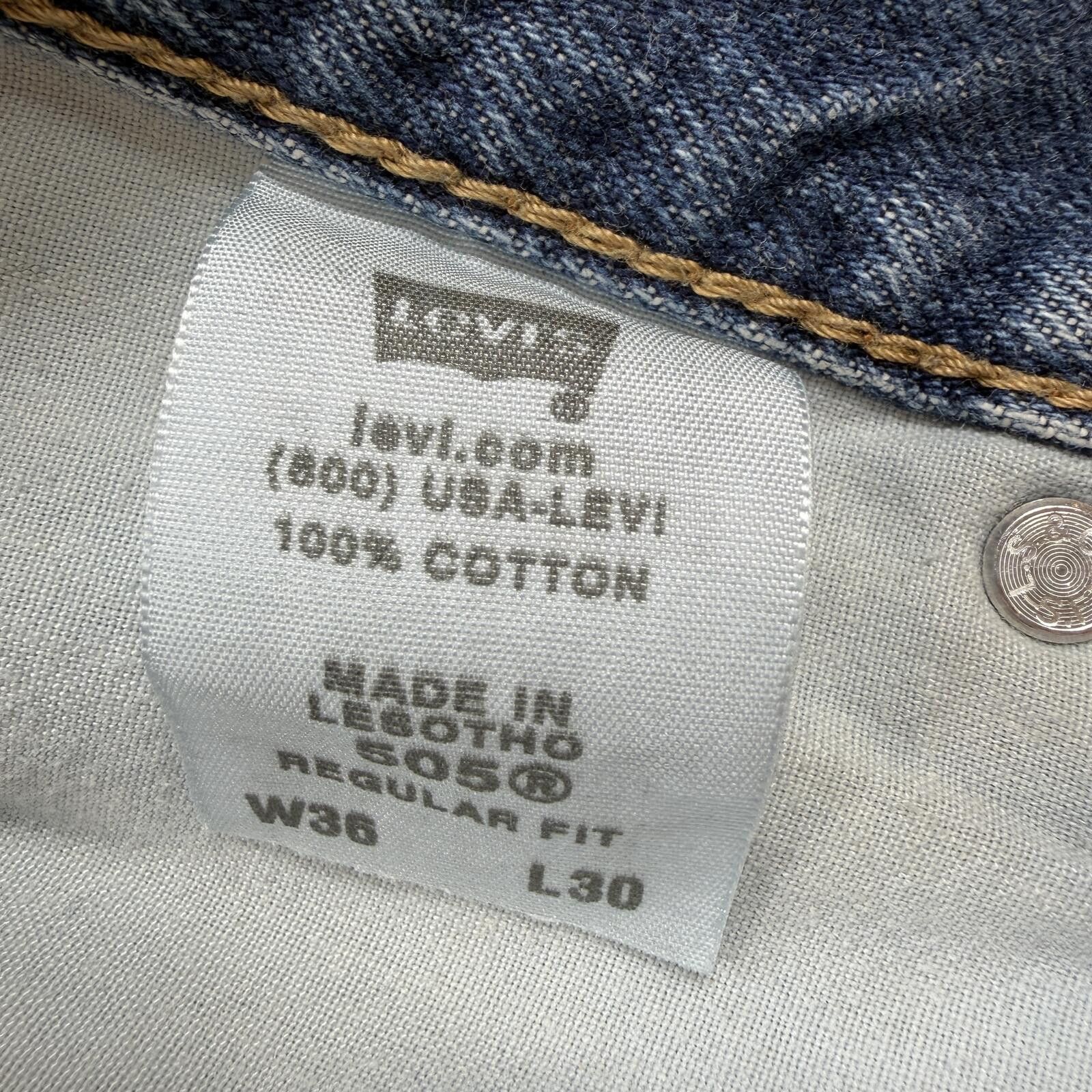 Levi's Vintage Y2K Levis 505 Regular Fit Straight Faded Jeans 36x30 Size US 36 / EU 52 - 6 Thumbnail