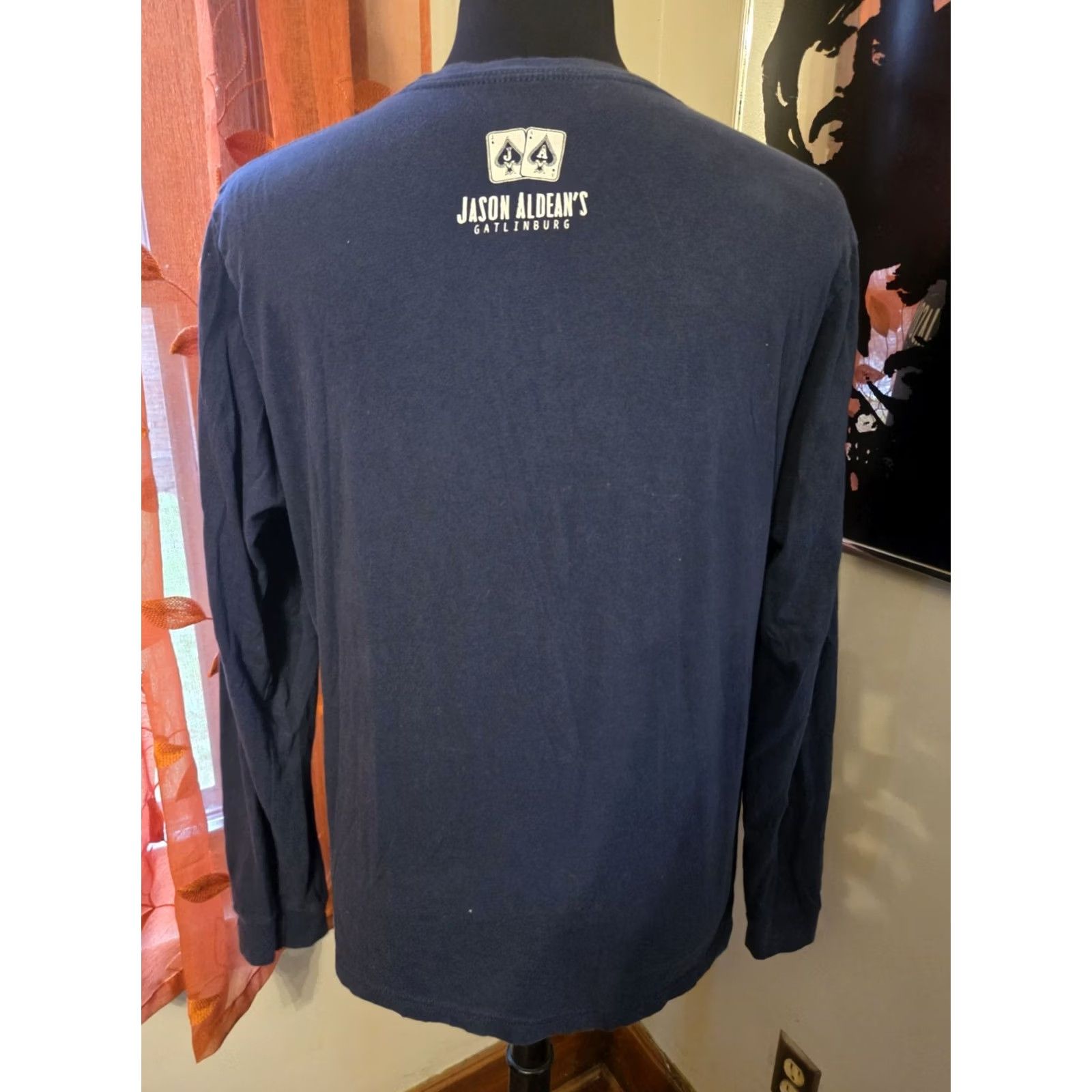 Vintage Jason Aldean's Gatlinburg Navy Blue Long Sleeve T Shirt XL Men Crew Neck Graphic Print Cotton Size US XL / EU 56 / 4 - 2 Thumbnail