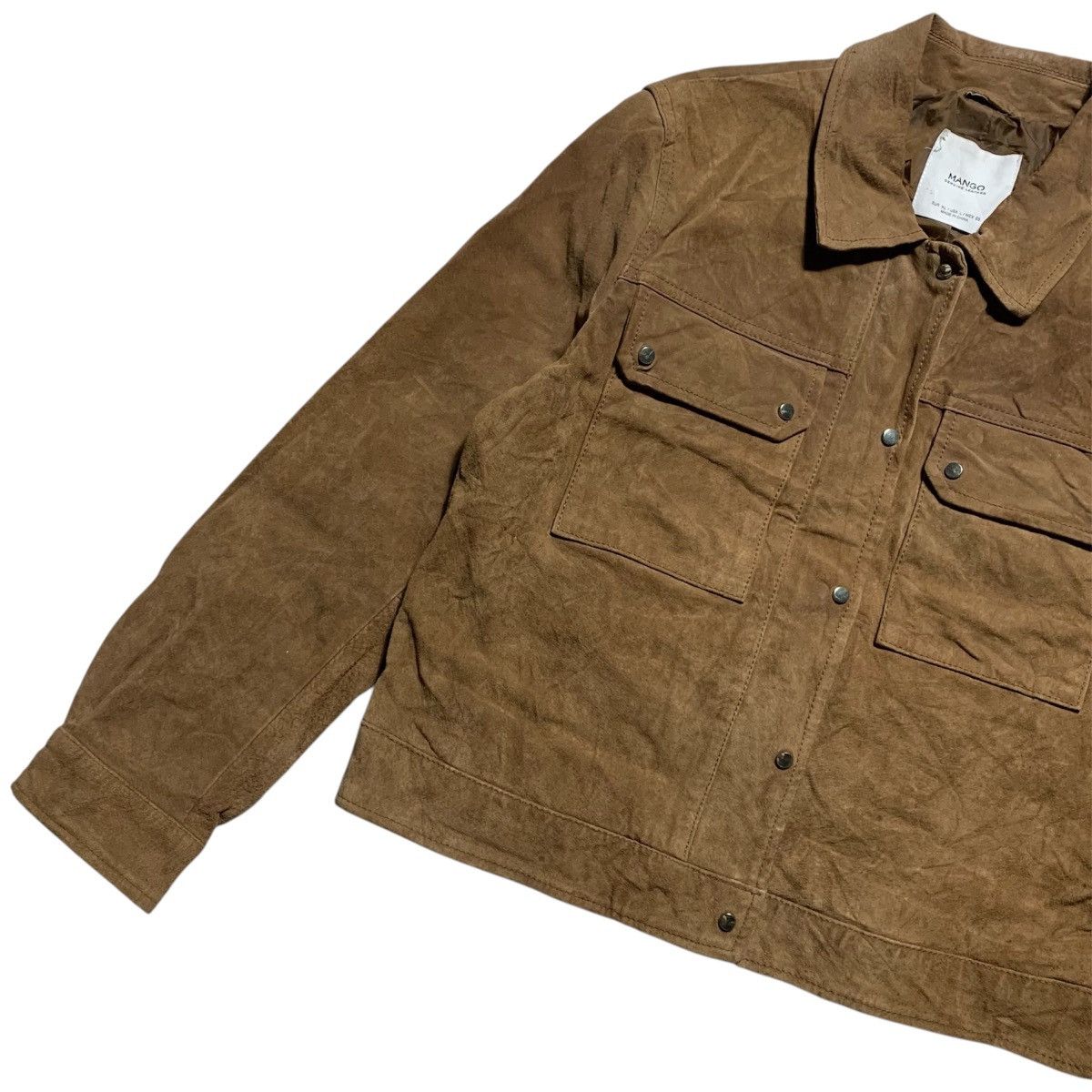 Mango 2000s Mango Real Suede Leather Jacket Classy Style Brown Size L / US 10 / IT 46 - 2 Thumbnail