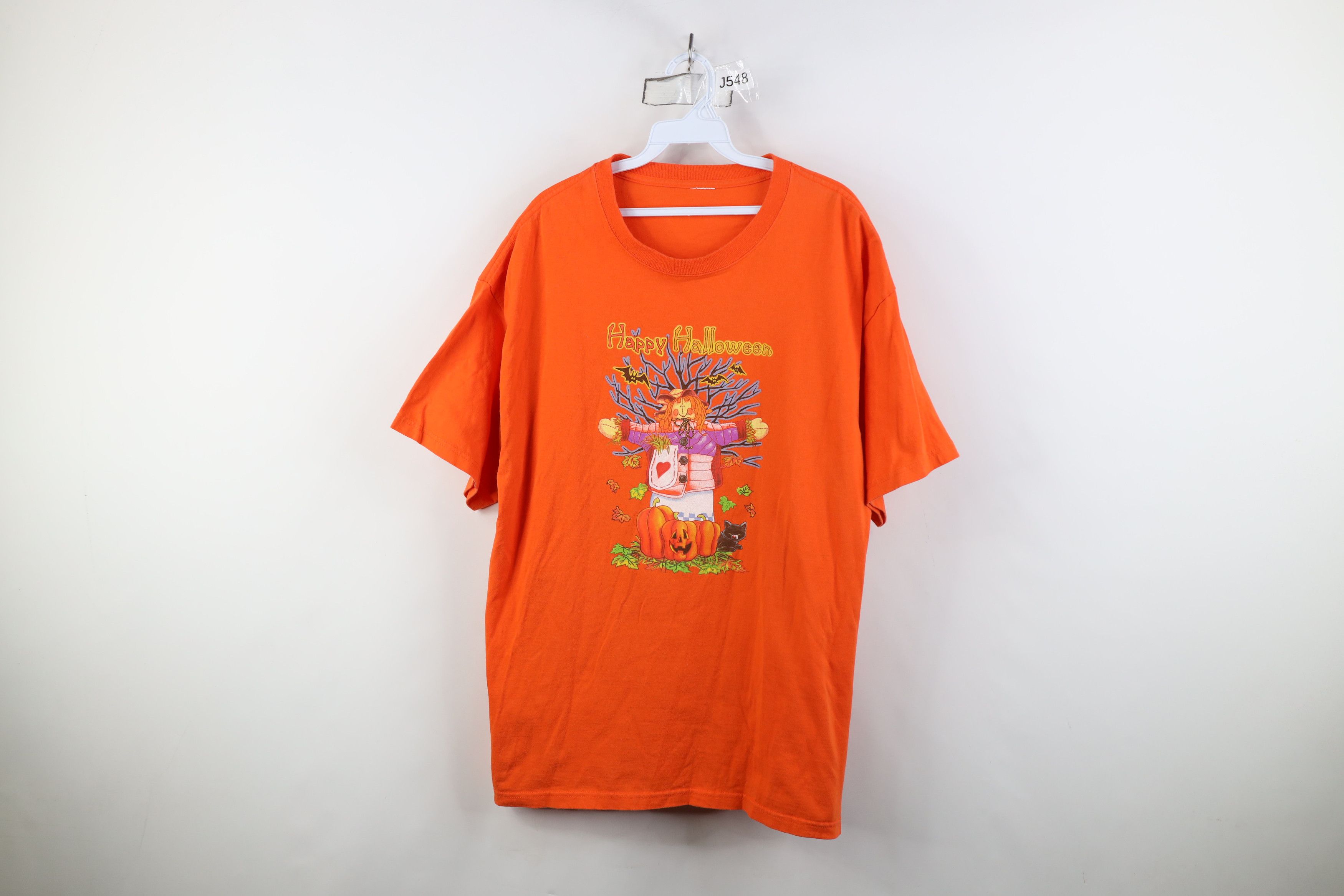 Vintage Vintage 90s Y2K Streetwear Halloween T-Shirt Orange Cotton Size XL / US 12-14 / IT 48-50 - 1 Thumbnail