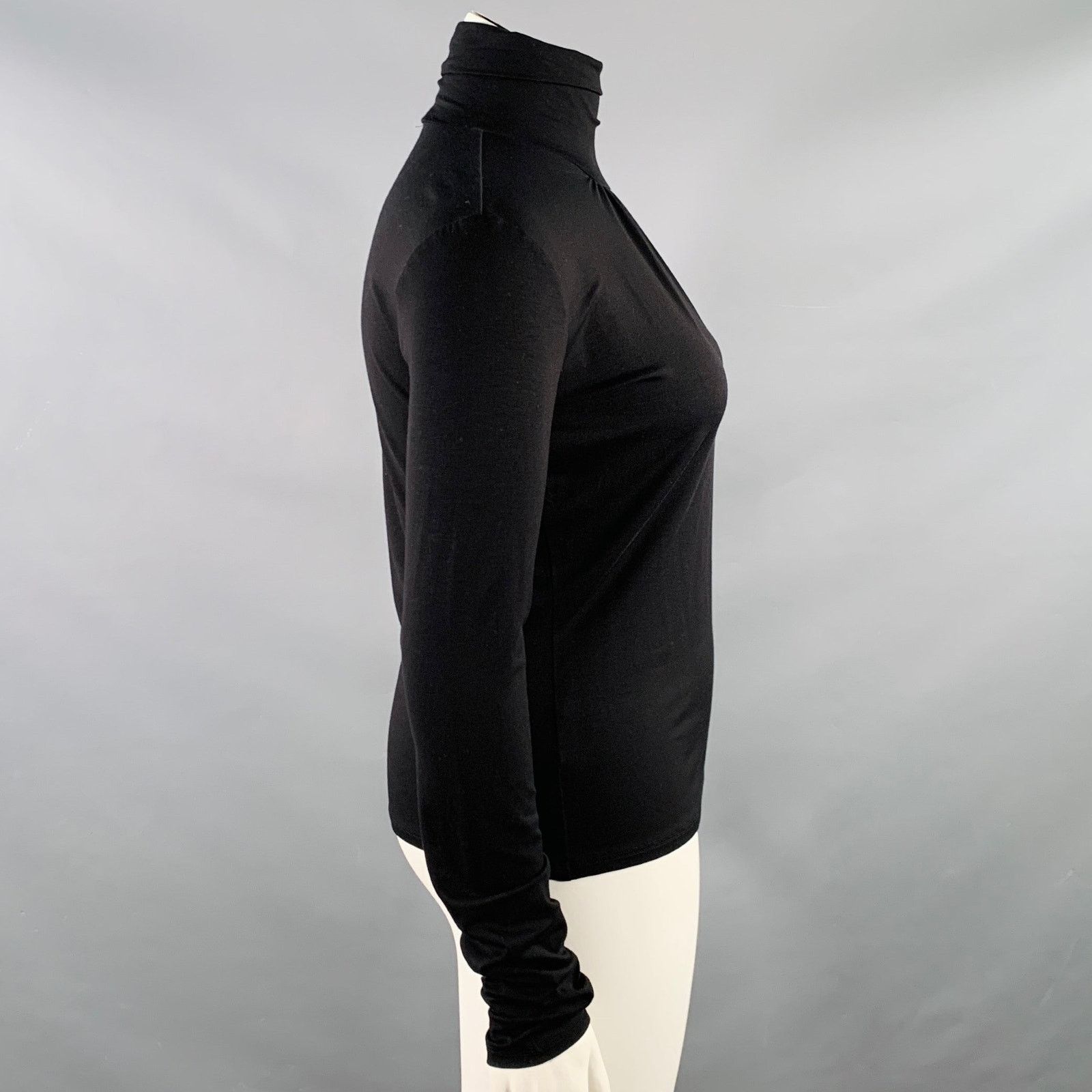Max Mara MAX MARA Size L Black Viscose Blend Mock Neck Pullover Size L / US 10 / IT 46 - 3 Thumbnail