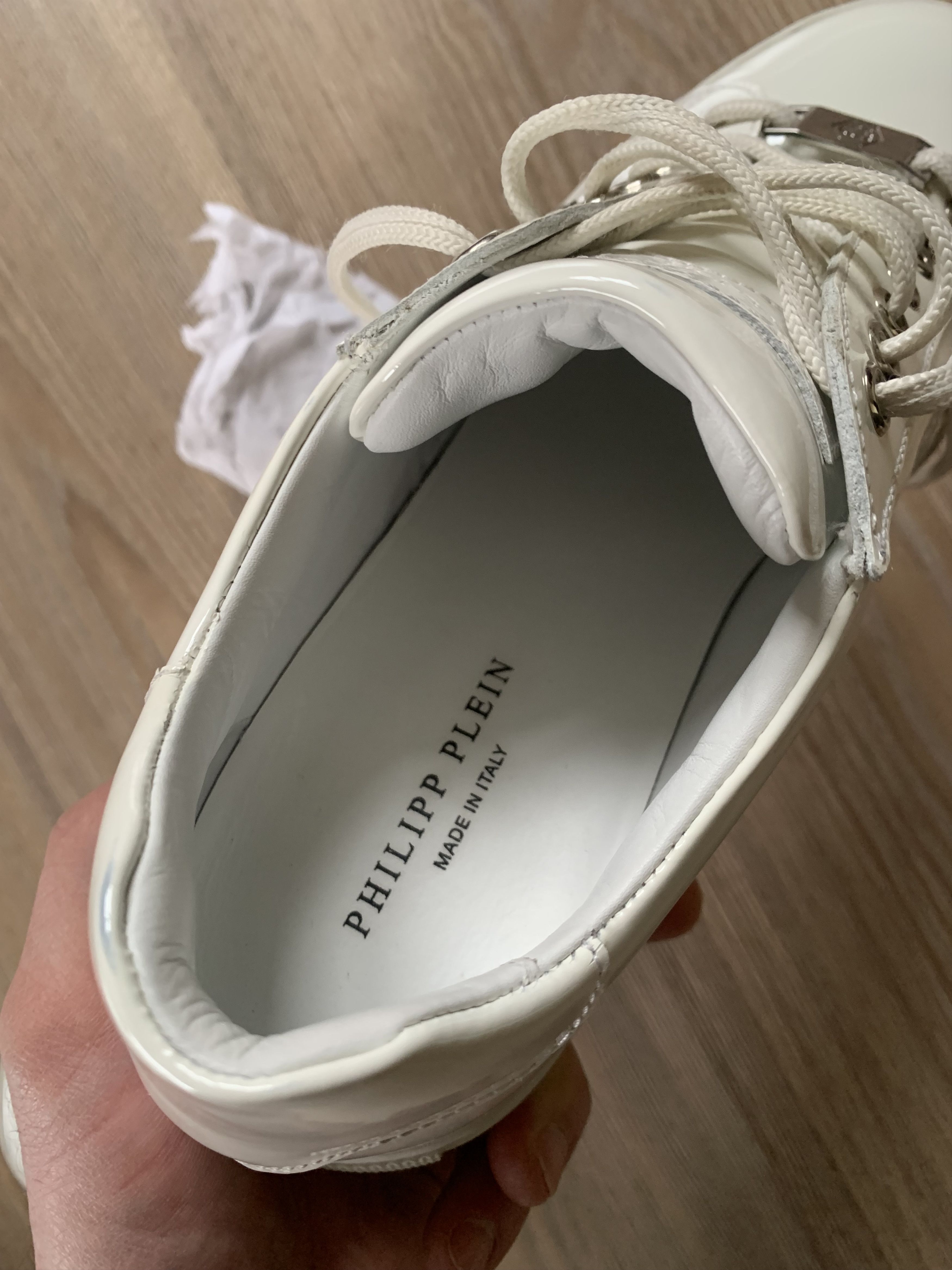 Philipp Plein Philipp Plein Patent White Leather Lo-Top Sneakers Size US 7.5 / EU 40-41 - 8 Thumbnail