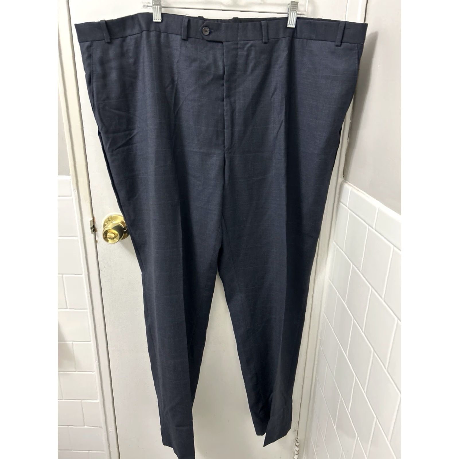 Ralph Lauren Lauren Ralph Lauren Dress Pants Mens 52x33 Navy 100% Wool Plaid Trousers Flat Front Zip Button Zipper Classic Dress Pants Mens Size US 36 / EU 52 - 2 Thumbnail