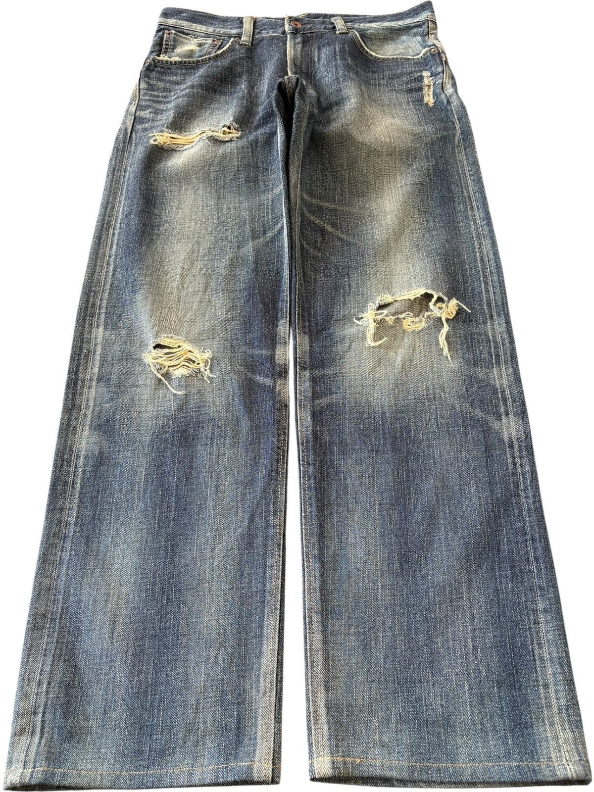 Edwin Vintage Edwin 505 Selvedge Distressed Baggy Heavy Jeans Size US 33 - 2 Thumbnail