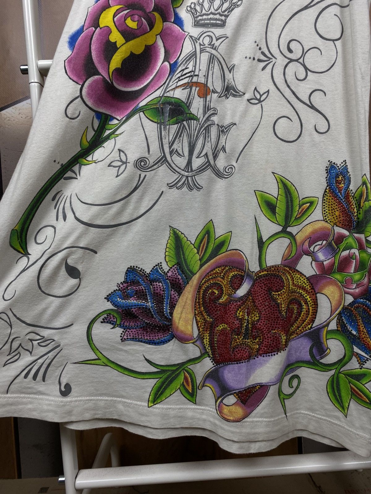 Christian Audigier 💋Vintage 90s Middle Dress Christian Audigier Overprint💋 Size L / US 10 / IT 46 - 5 Thumbnail