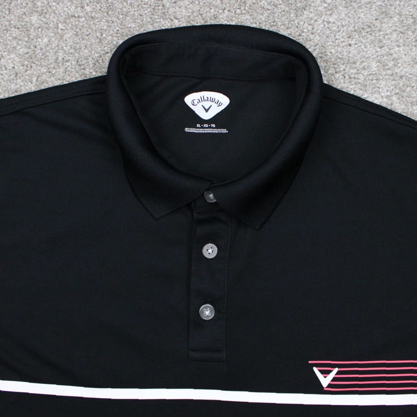Callaway Callaway Polo Shirt Adult XL Black Golf Short Sleeve Polyester Pullover Featured Logo Striped Size US XL / EU 56 / 4 - 5 Thumbnail
