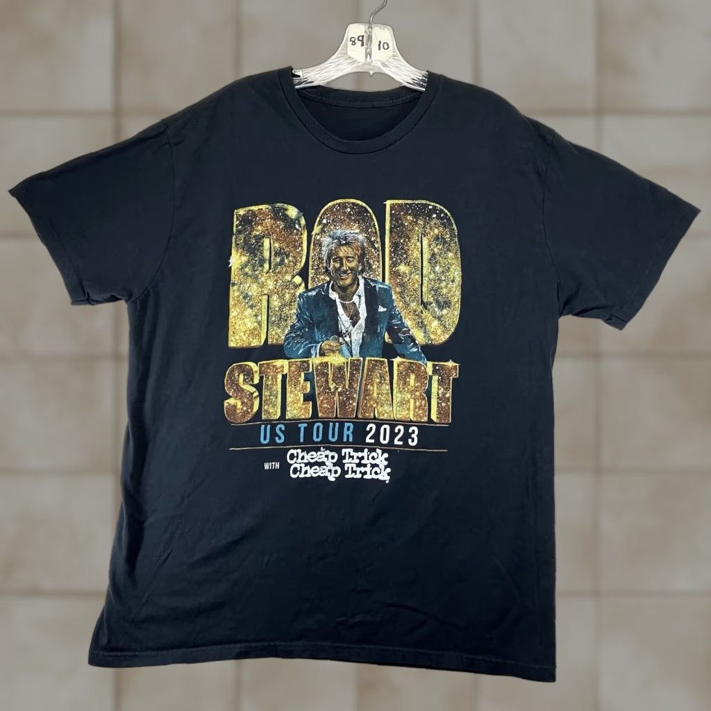 RODA Rod Stewart Cheap Trick Band Tour T-Shirt XL Black Lightweight Cotton Rock Music Retro Unisex Size US XL / EU 56 / 4 - 1 Thumbnail