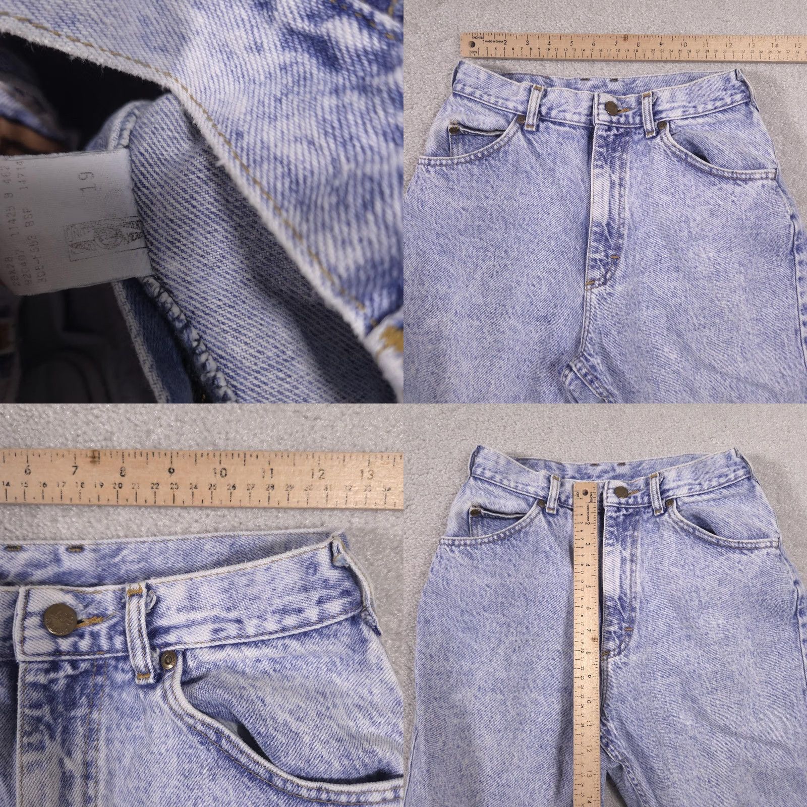 Lee VINTAGE Lee Jeans Womens 12P Blue Acid Wash High Rise Tapered Denim 80s Size 34" / US 12 / IT 48 - 8 Thumbnail
