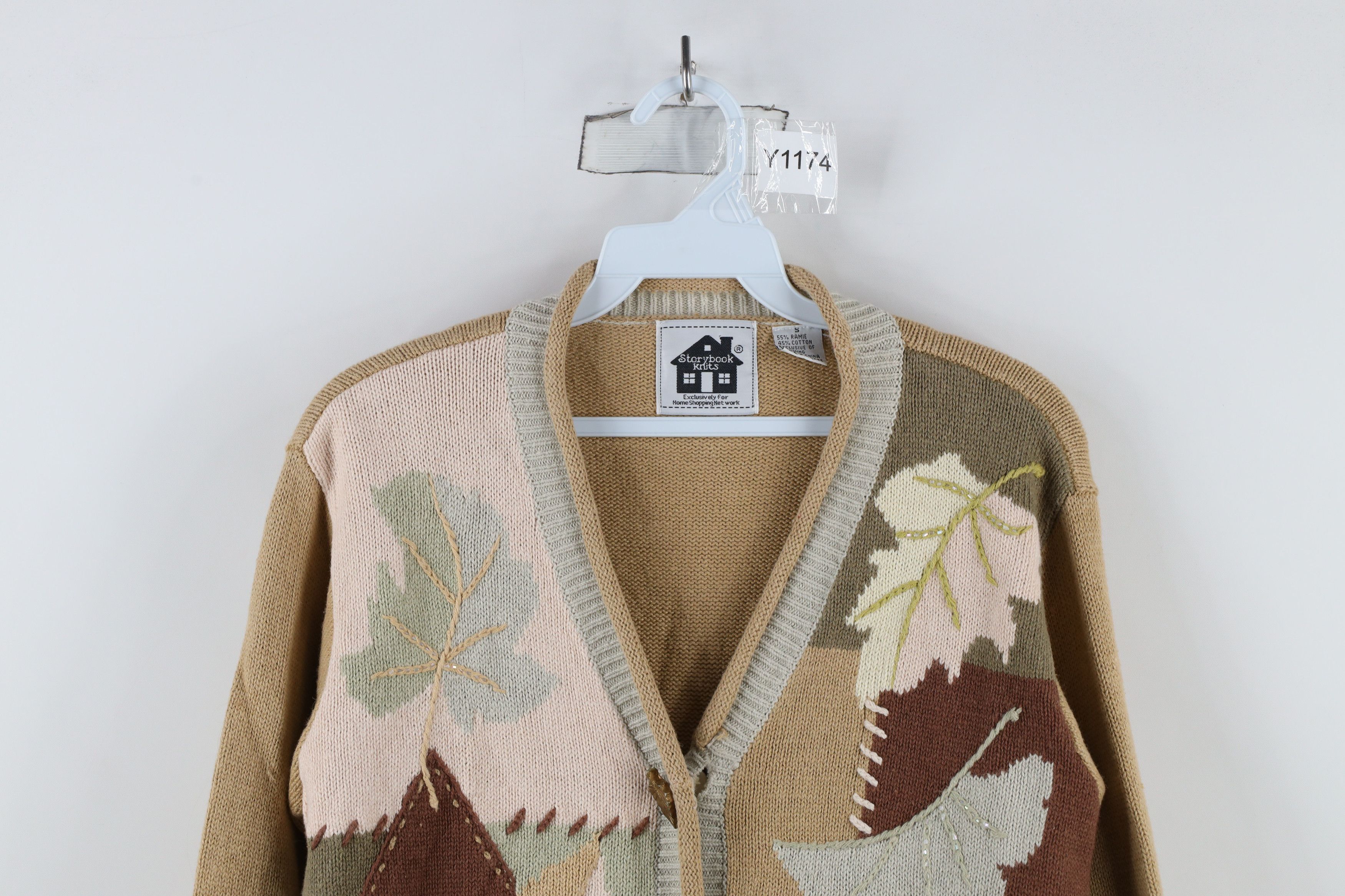 Vintage Vintage 90s Streetwear Autumn Leaf Knit Cardigan Sweater Size S / US 4 / IT 40 - 2 Thumbnail