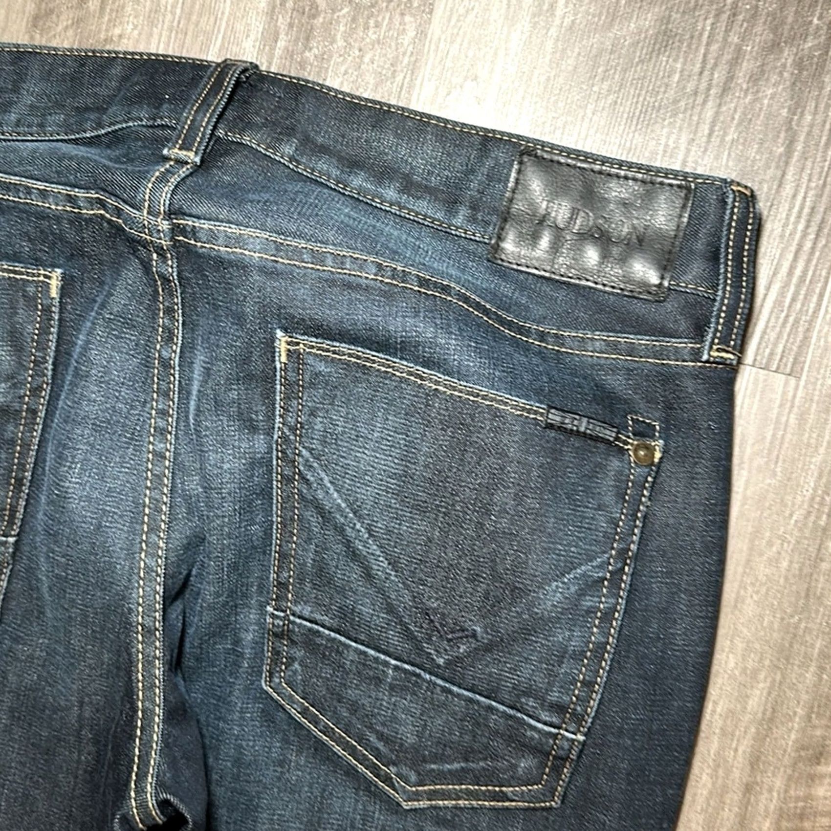 Vintage Hudson Jeans Straight Men 32 Blue Denim Jeans 28in Inseam Regular Size 32 Leather Elastane 2% (Preowned) Size US 32 / EU 48 - 5 Thumbnail
