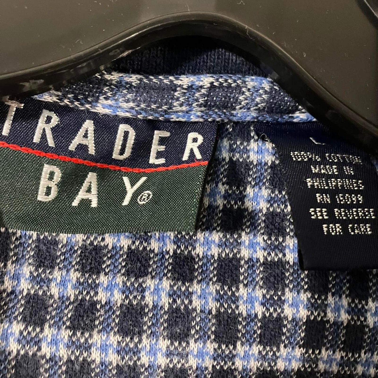 Trader Bay × Vintage Vintage 90s Trader Bay Plaid Blue Polo Shirt Size US L / EU 52-54 / 3 - 3 Thumbnail