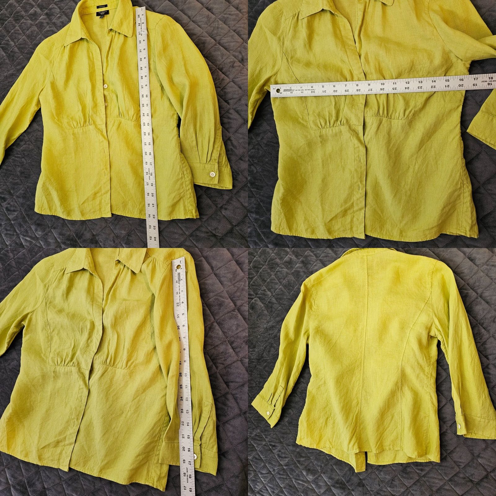 Talbots VINTAGE Talbots Shirt Petites PURE IRISH LINEN Light Green Button Up 6P Top Blouse Size M / US 6-8 / IT 42-44 - 8 Thumbnail