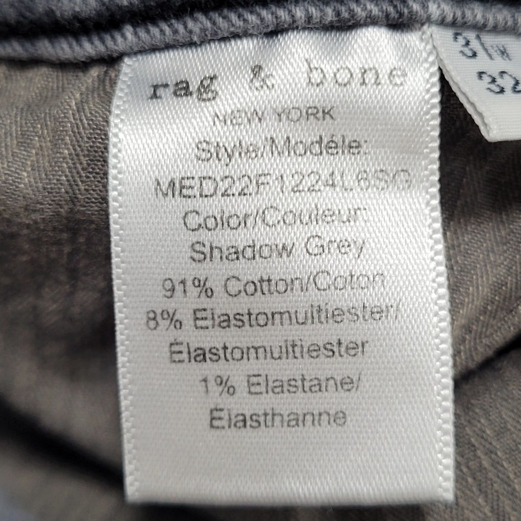 Rag & Bone VINTAGE Rag & Bone Shadow Grey Fit 1 Skinny Jeans Men 31 30x31 Grey Denim 5-Pocket Mid Rise Stretch" Size US 31 - 4 Thumbnail