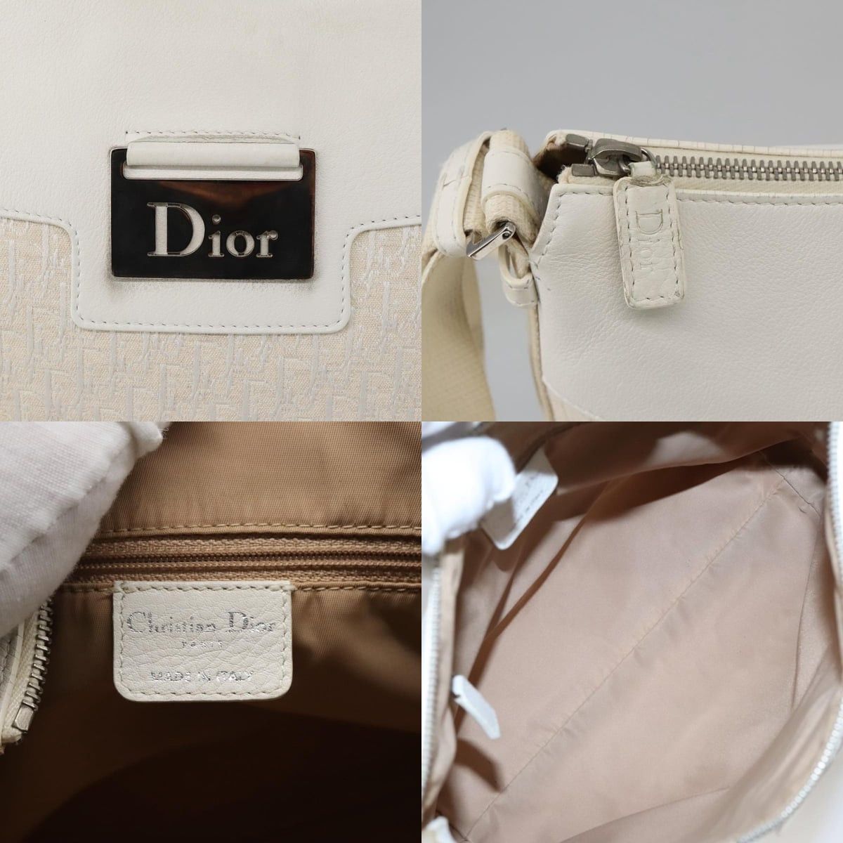 Dior DIOR Trotter Canvas Shoulder Bag White Size ONE SIZE - 11 Thumbnail