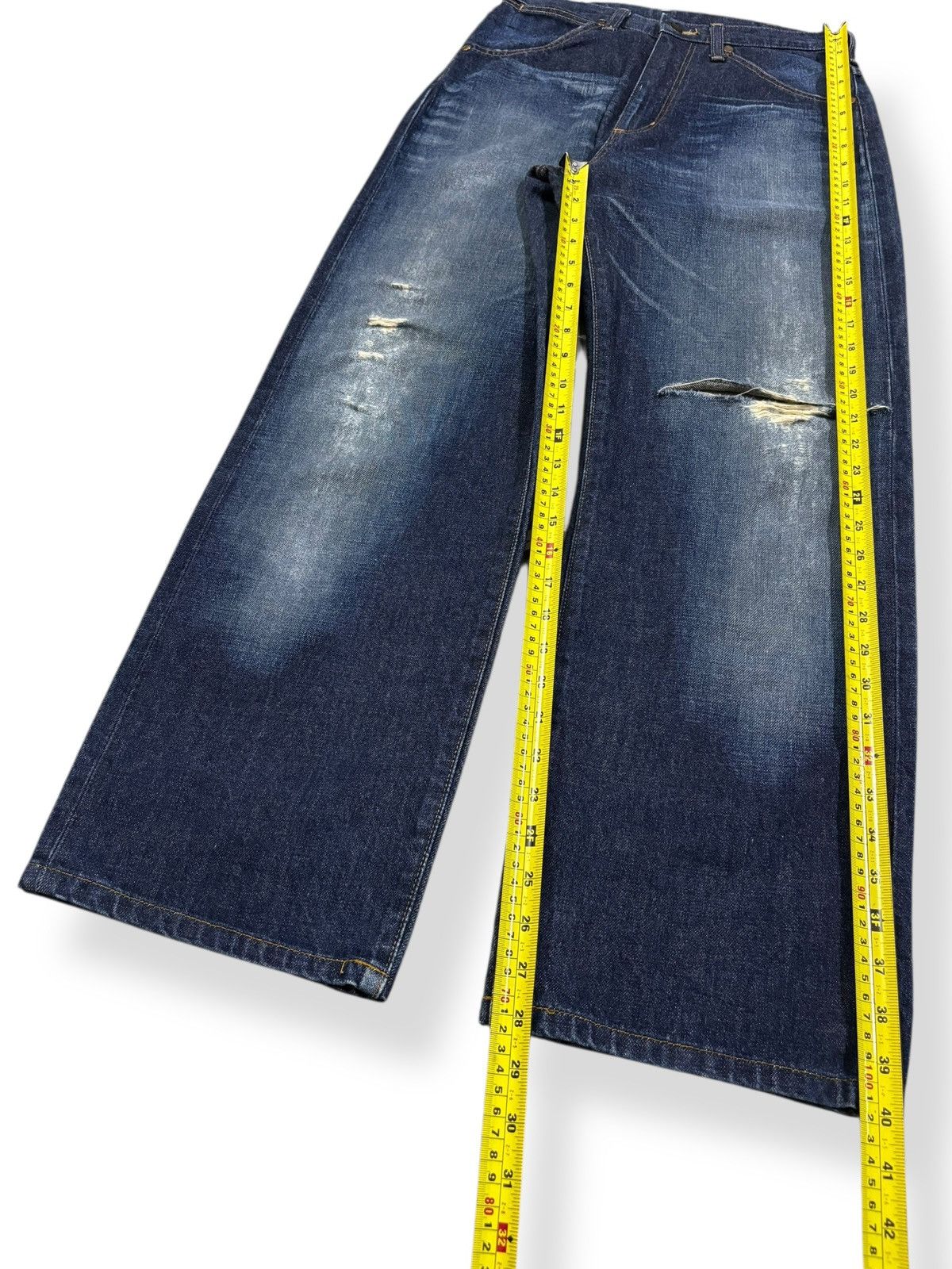 Wrangler Vintage Wrangler Selvedge Blue Wash Baggy Distressed Jeans Size US 29 - 15 Thumbnail