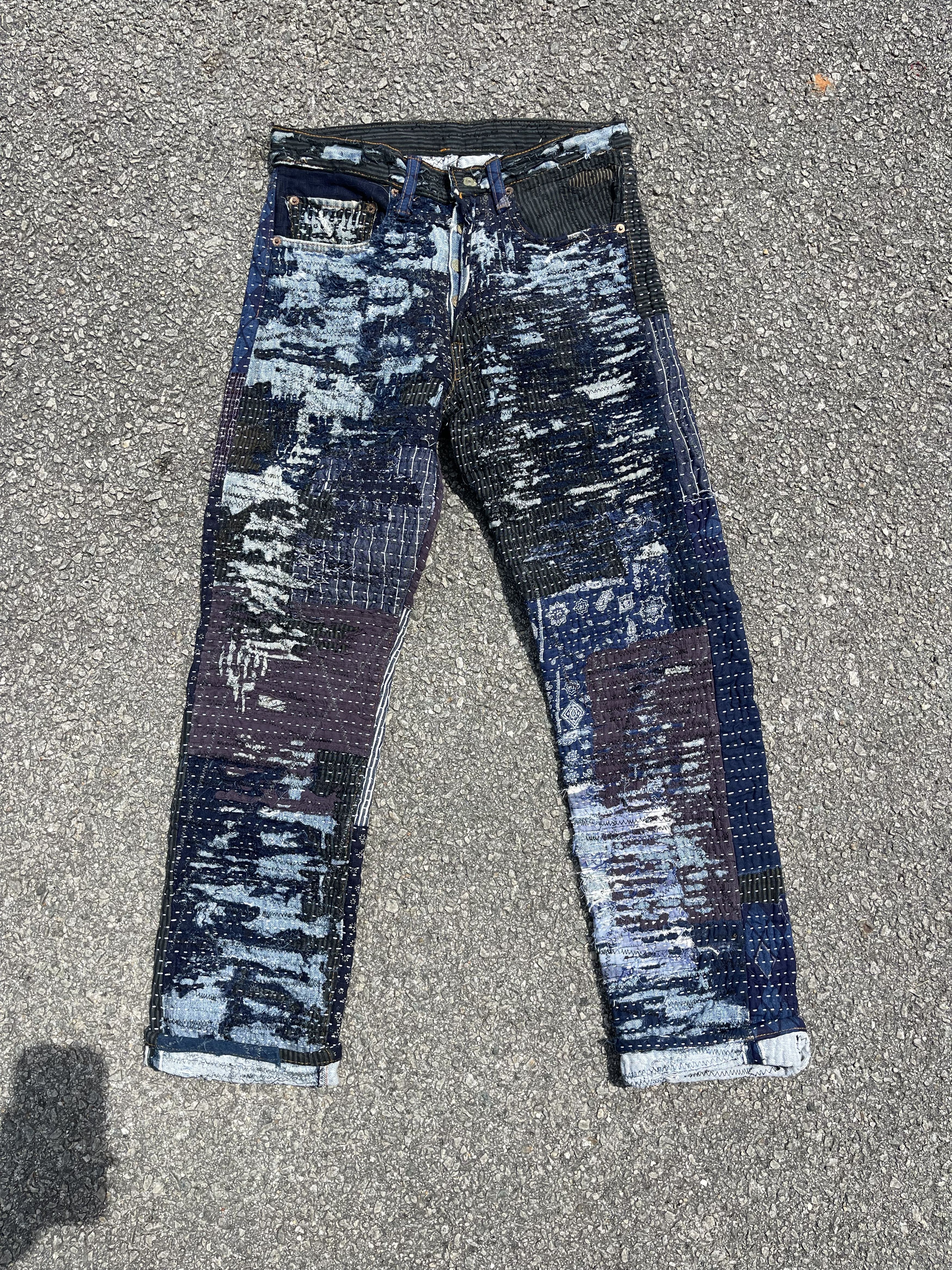 Le Grande Bleu (L.G.B.) × Levi's Vintage Clothing × Vintage Vtg Levis Custom Sashiko Boro Kapital Style Single Number Size US 29 - 2 Thumbnail