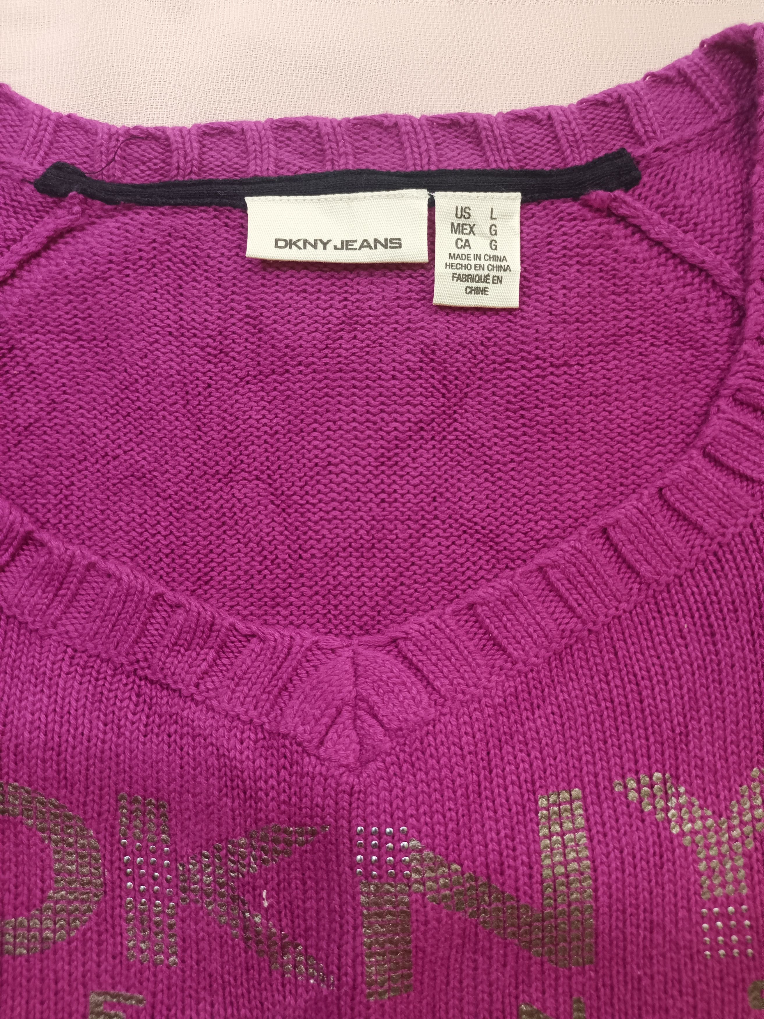 DKNY DKNY JEANS Donna Karan Knitted Sweater V-Neck Size L / US 10 / IT 46 - 15 Thumbnail
