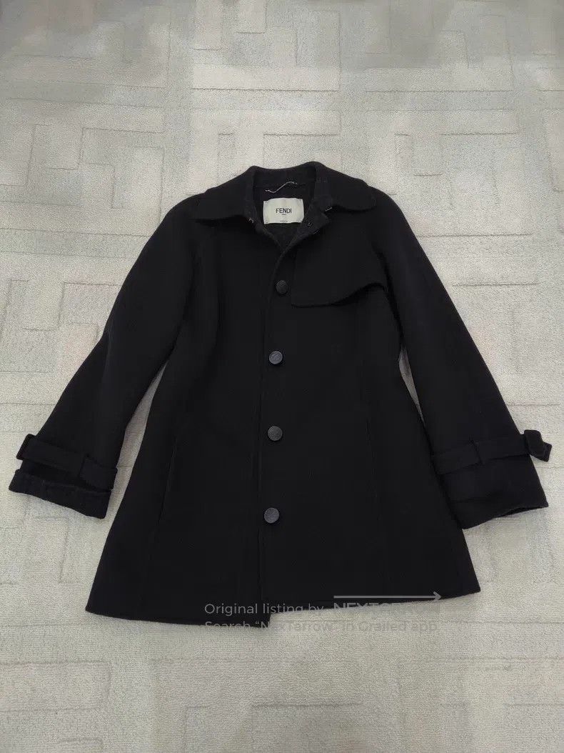 Fendi Fendi Long-sleeved shirt with wool print inside, navy blue Size XS / US 0-2 / IT 36-38 - 1 Thumbnail