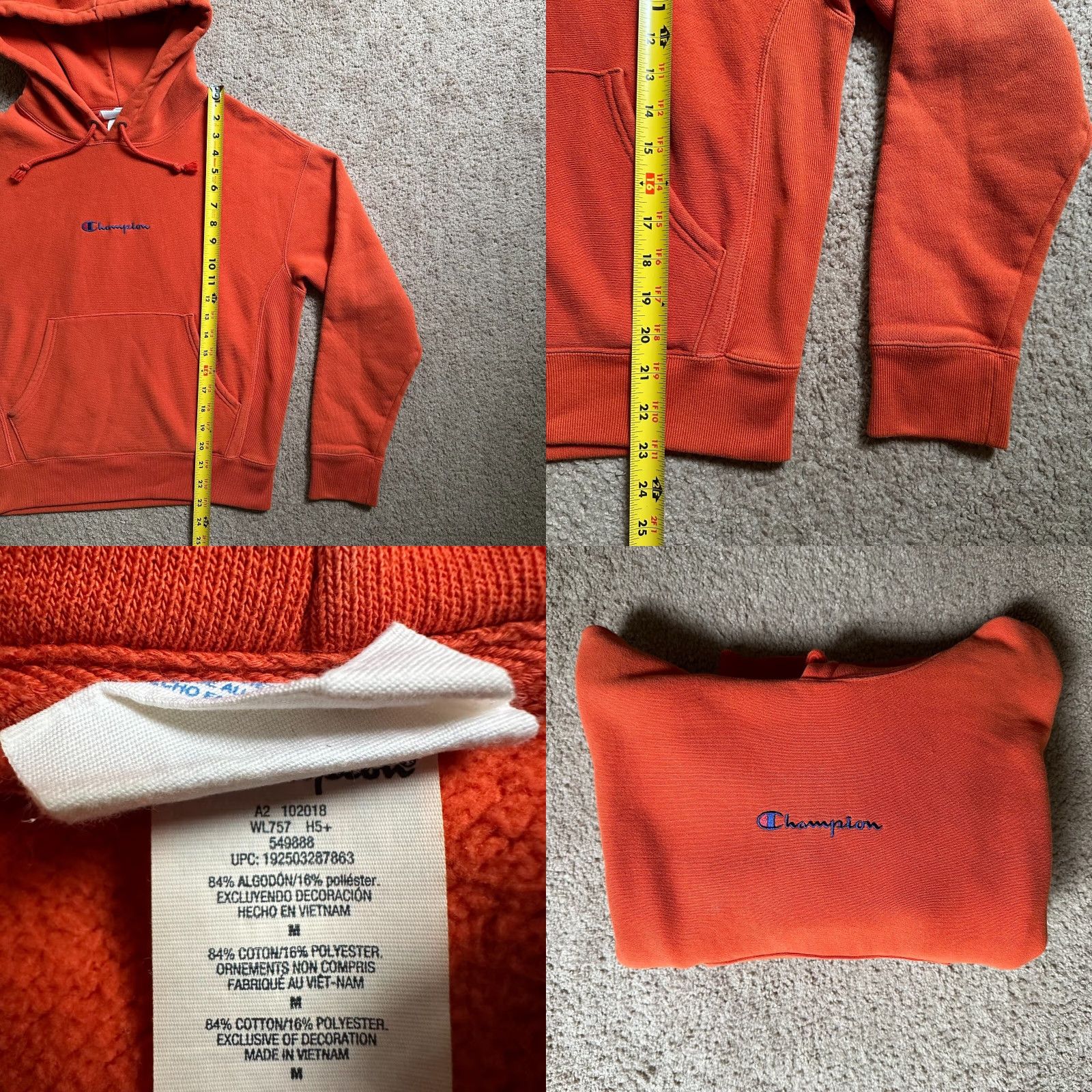 Champion Champion Sweatshirt Womens M Orange Pullover with Pockets Reverse Weave Size M / US 6-8 / IT 42-44 - 8 Thumbnail