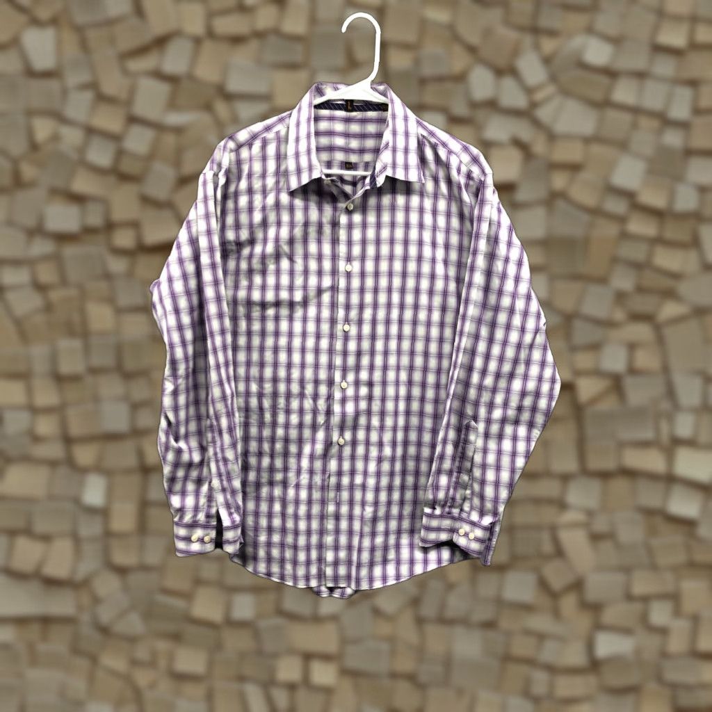 Ben Sherman Ben Sherman Shirt Mens Purple Long Sleeve Spread Collar 16.5 32-33 Button-Up Regular Plaid Size US XL / EU 56 / 4 - 1 Thumbnail