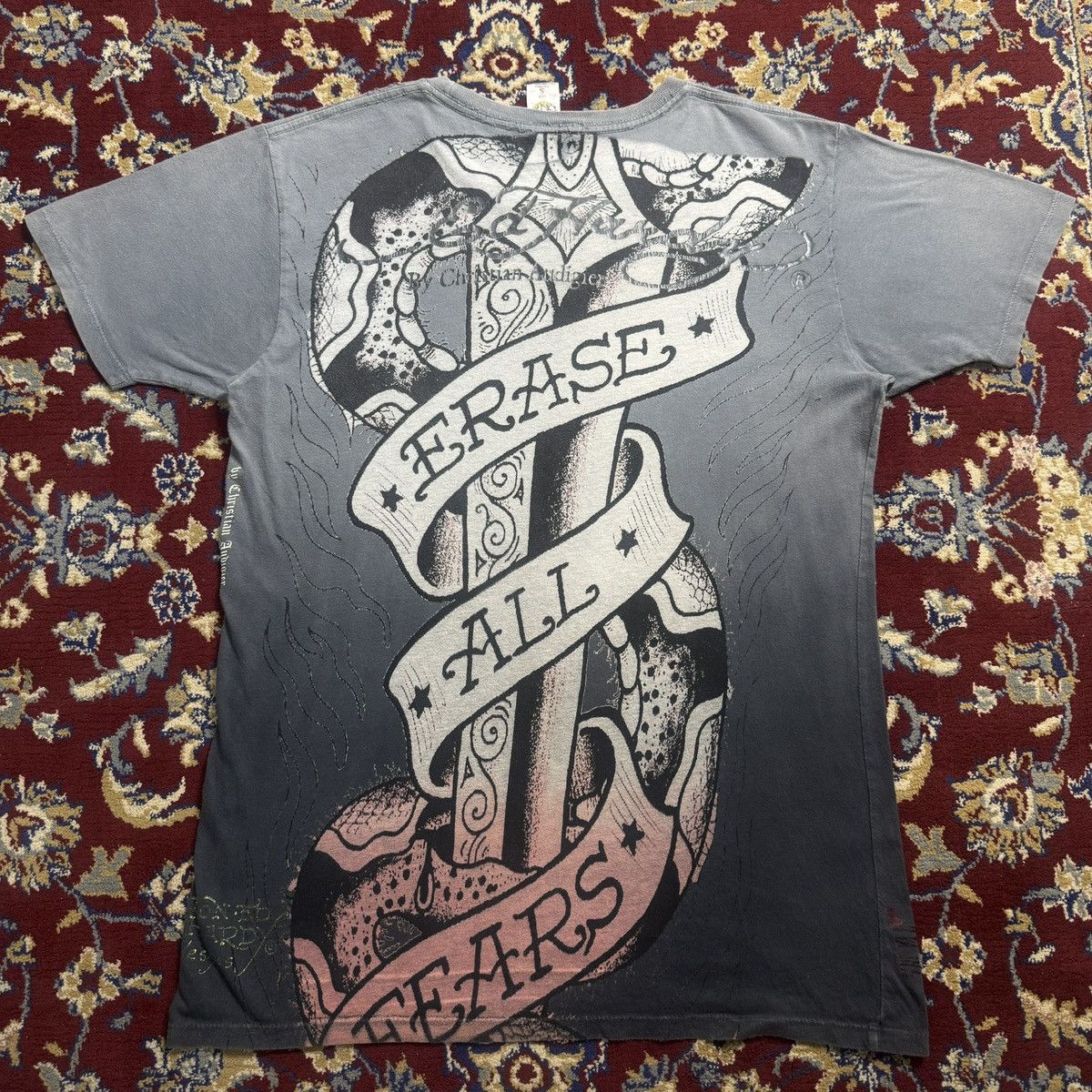 Ed Hardy Ed Hardy Christian Audigier Skeleton Eagle Snake Dagger y2k Size US M / EU 48-50 / 2 - 3 Thumbnail