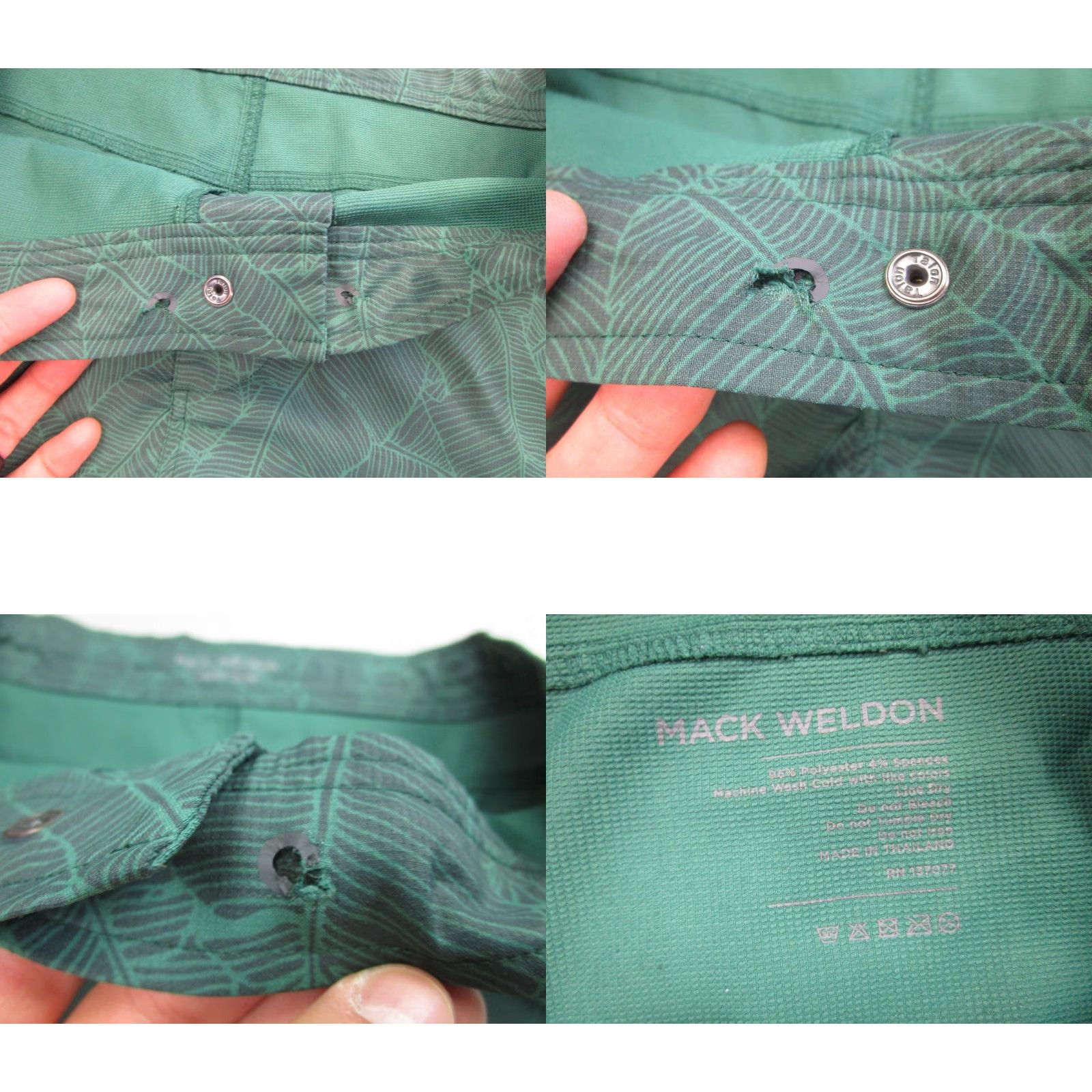 Vintage Mack Weldon Shorts Mens 35/36 Green Leaf Print Stretch Zip Pocket Swim Trunks Size US 36 / EU 52 - 8 Thumbnail