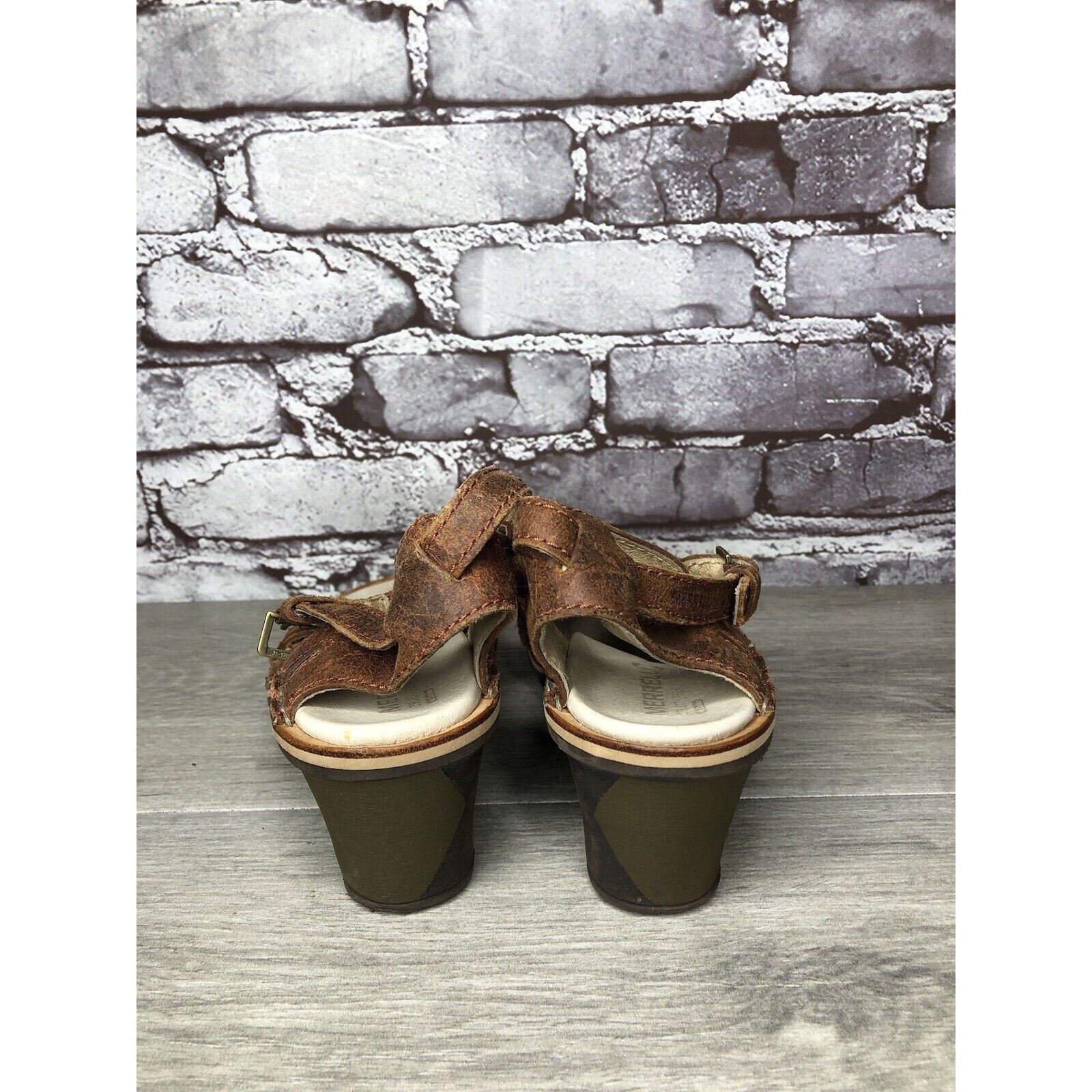 Merrell Merrell Sirah Prairie Brown Leather Wedge AnkleStrap Sandals Size US 7 / IT 37 - 4 Thumbnail