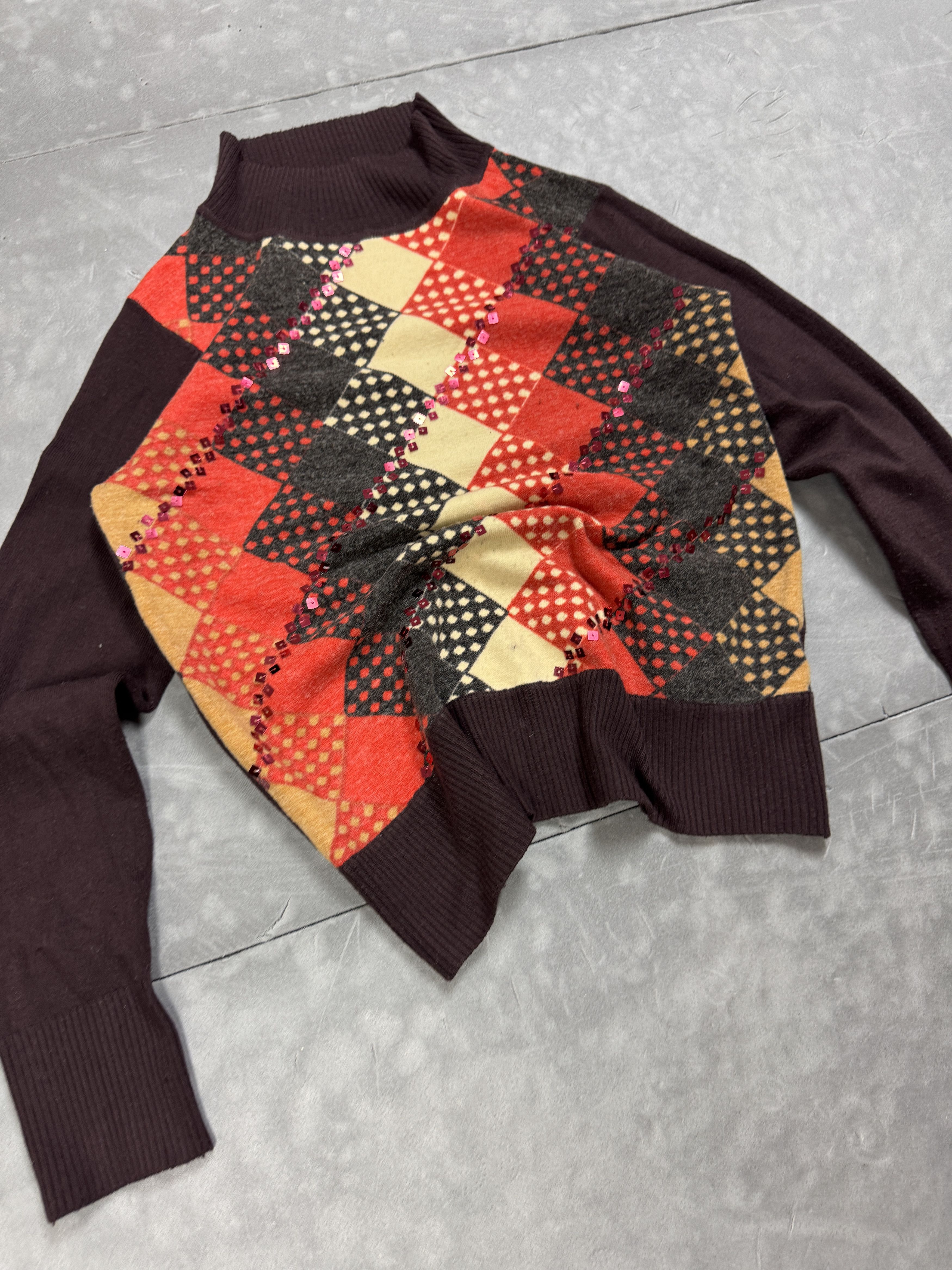 Vintage Vintage y2k diamond print sweater retro 90s 80s Size S / US 4 / IT 40 - 7 Thumbnail