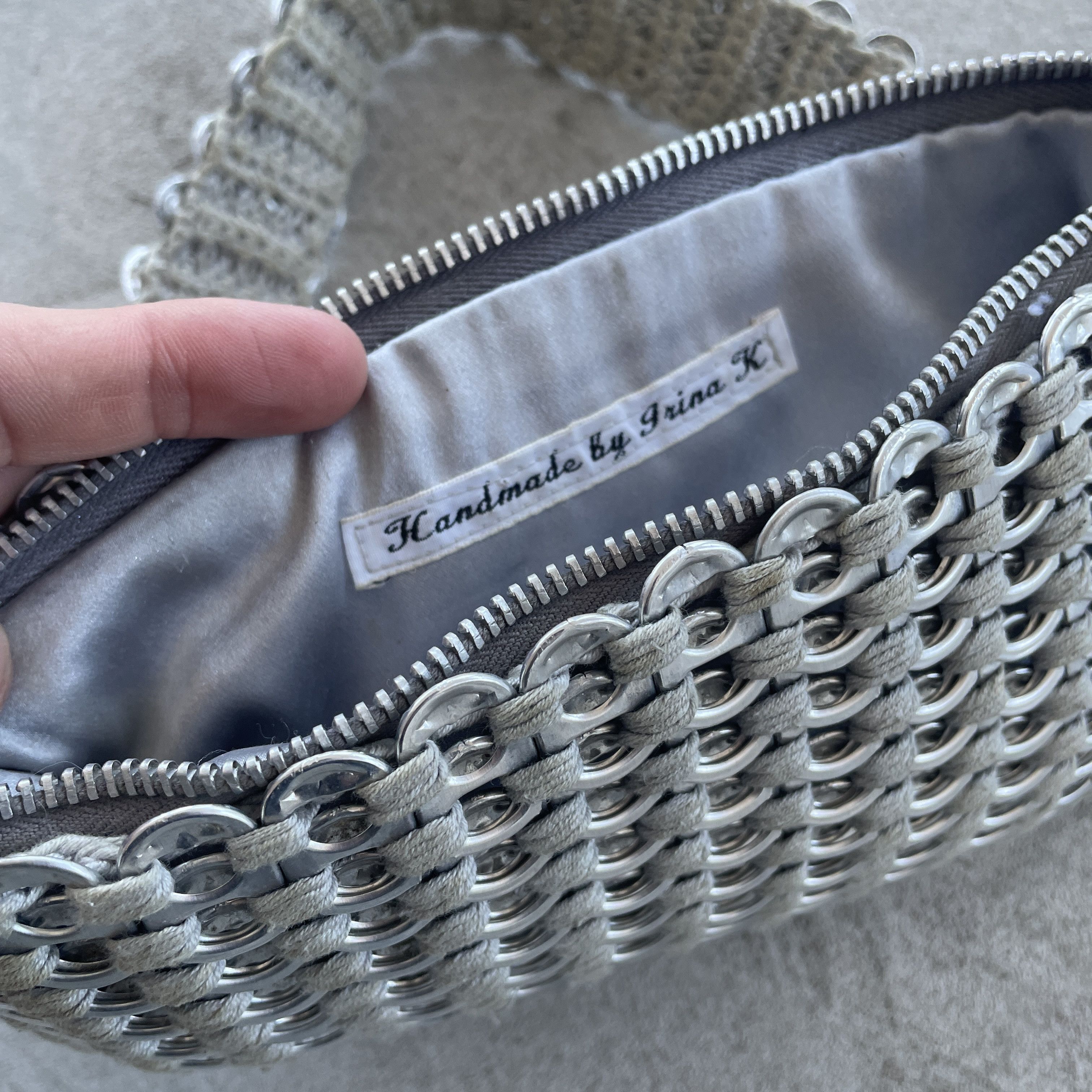 Vintage Vintage Upcycled Pop Tab Bag Silver Metallic Shoulder Bag Size ONE SIZE - 4 Thumbnail