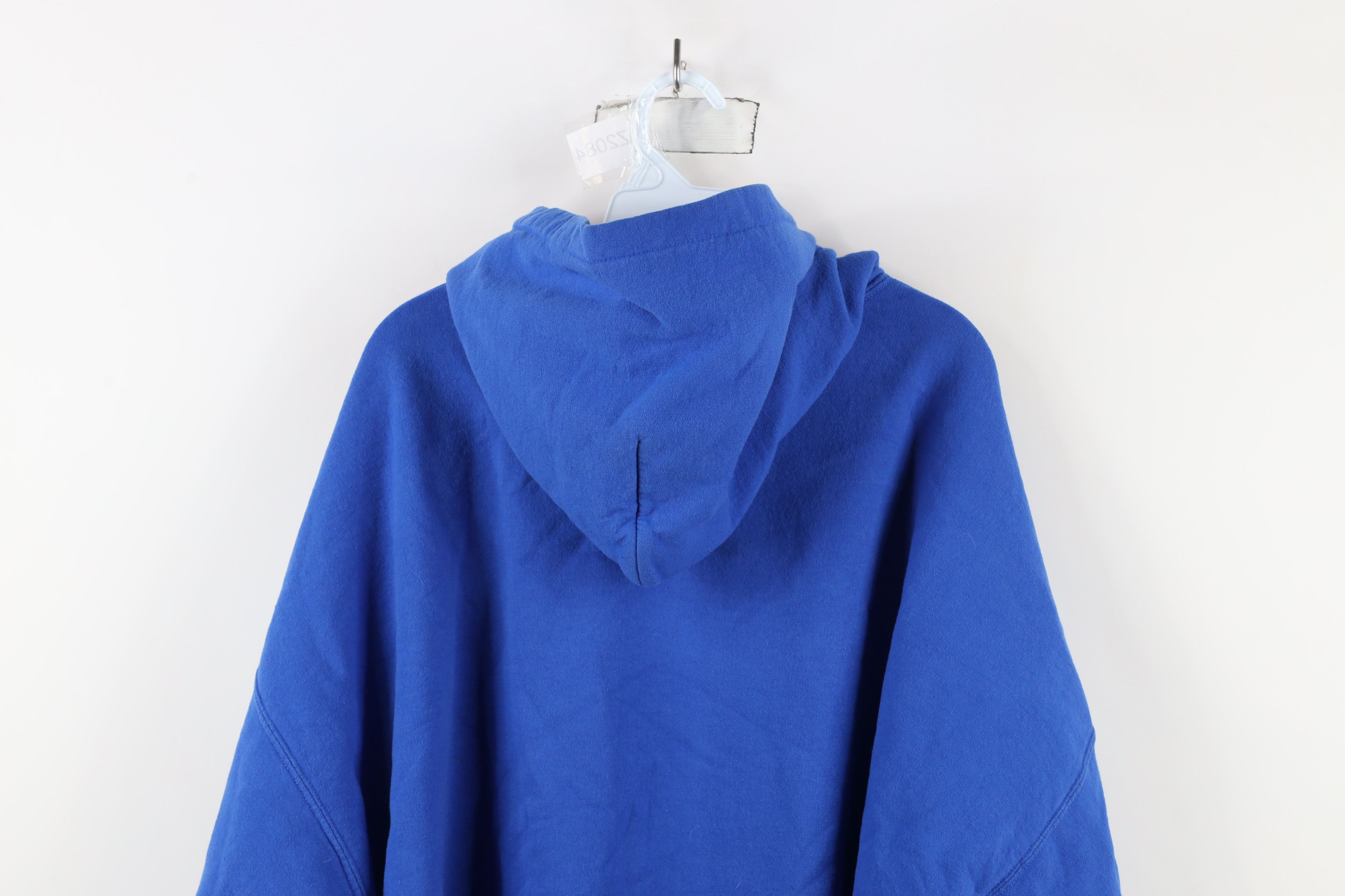Vintage Vintage 90s Streetwear Blank Hoodie Sweatshirt Royal Blue Size US XXL / EU 58 / 5 - 12 Thumbnail