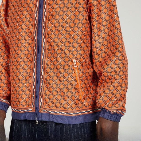 Gucci o1s1wg110225 Nylon Zip Jacket With Geometric g Print Size US XL / EU 56 / 4 - 4 Thumbnail