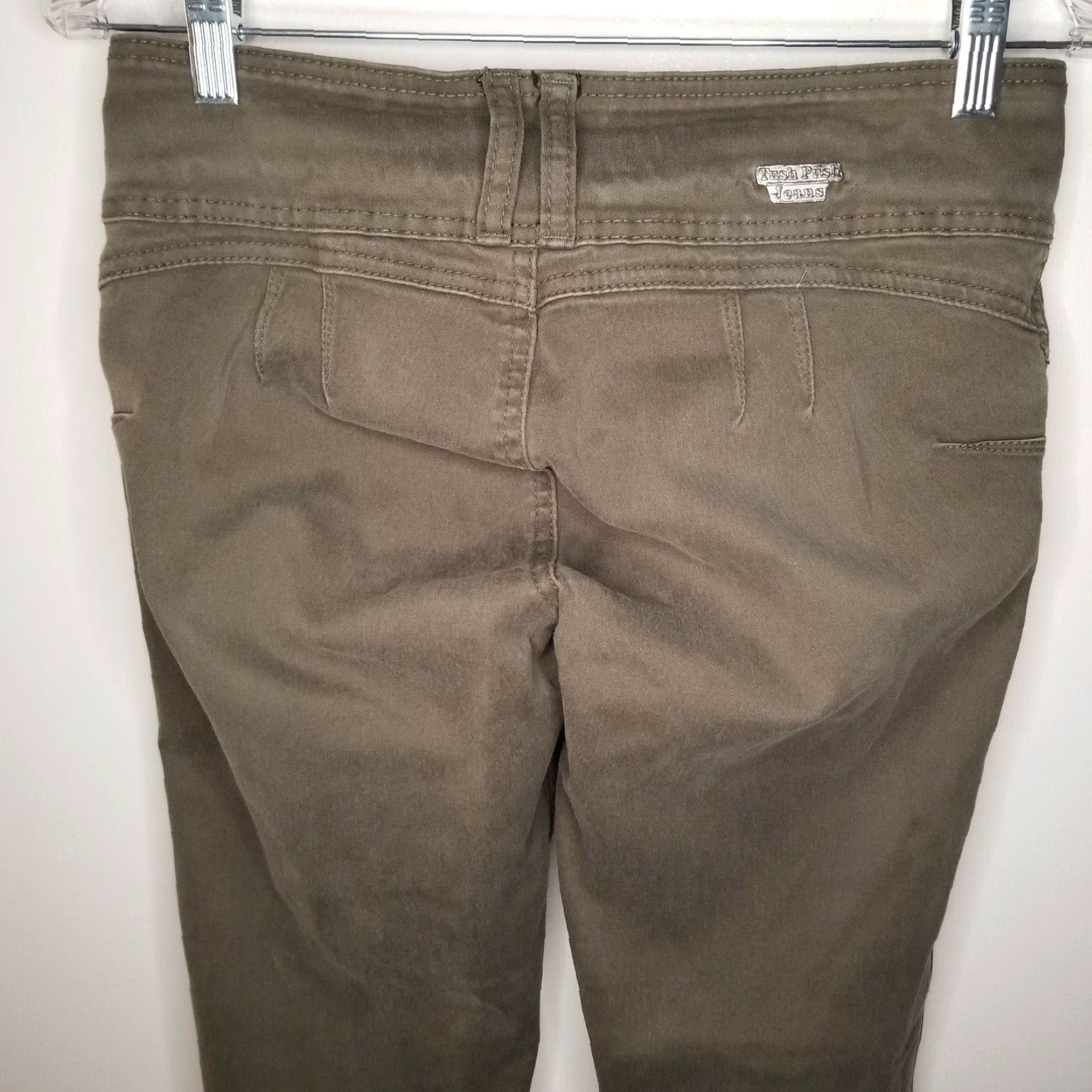 Vintage Tush Push Jeans Skinny Womens Green Size 5 Juniors Stretch Button Closure Distressed No Solid Ramie Material Slim Tight Variety not needed Size 27" / US 4 / IT 40 - 4 Thumbnail
