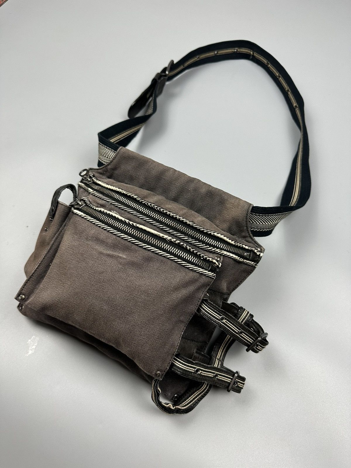 Vintage Bottega Veneta Tactical Multiple Pocket Sling Bag in Brown, Men's