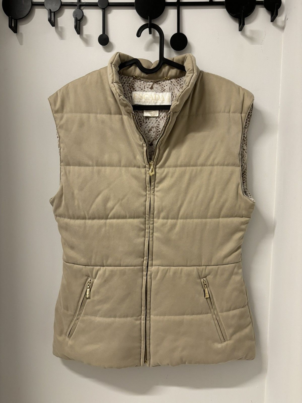 Chemisier Long ESCADA En Soie Beige Tacheté - Taille 44/46 - Vintage Très Bon état