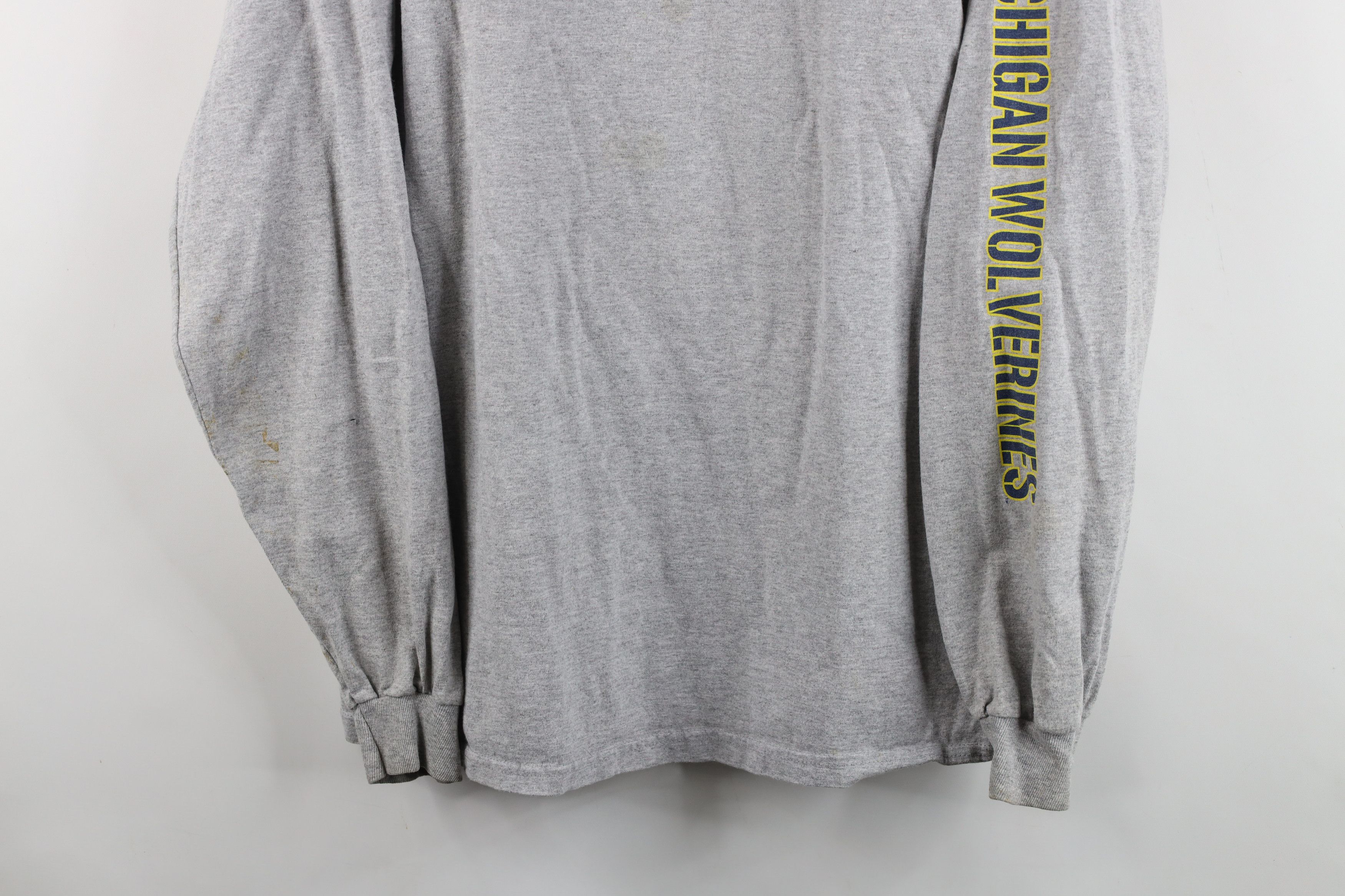 Vintage Vintage 90s University of Michigan Long Sleeve T-Shirt Gray Size US L / EU 52-54 / 3 - 3 Thumbnail