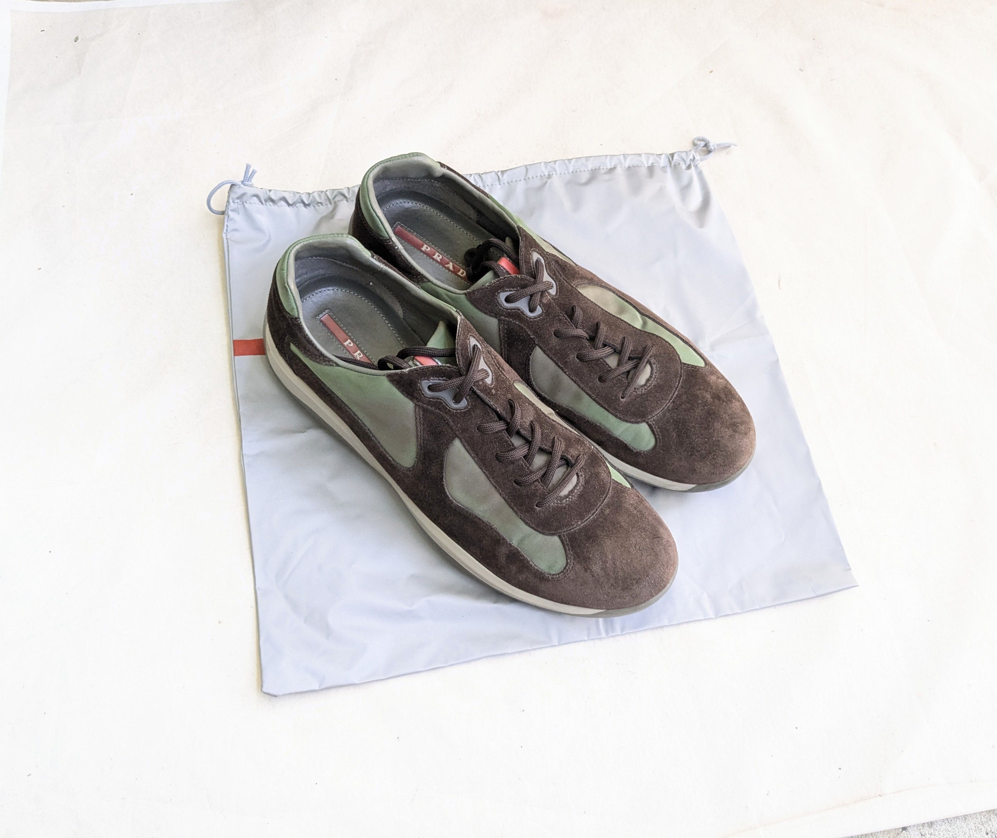 Prada America's Cup Sneakers Brown 14 Low Tops Red