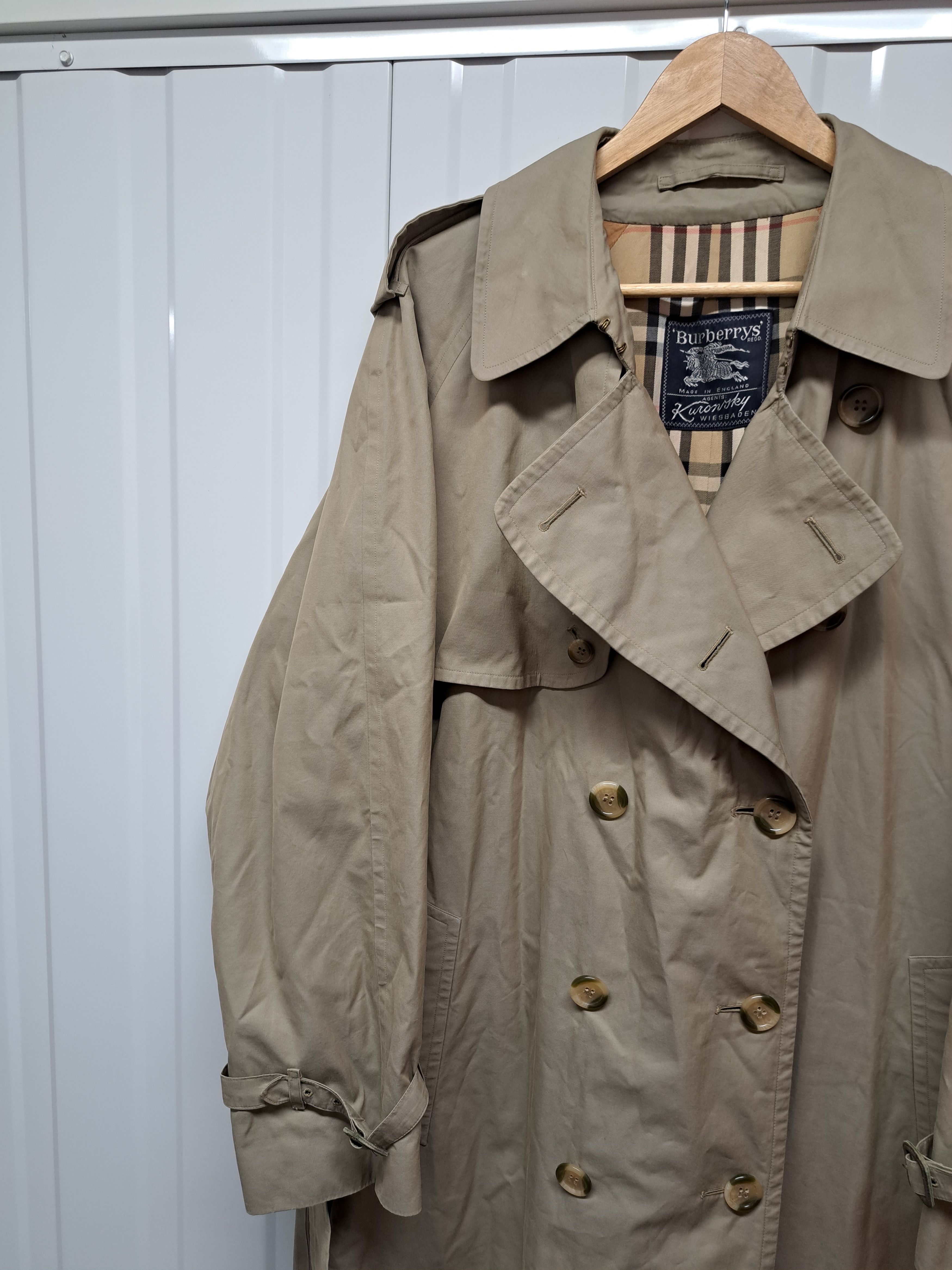 Burberry Vintage 90s Burberrys Double Breasted Trench Coat Nova Check Size US XL / EU 56 / 4 - 2 Thumbnail