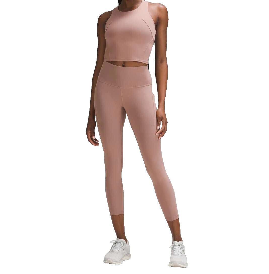 Designer Lululemon Women 4 Pink Brown Wunder Train High-Rise Legging Size 27" / US 4 / IT 40 - 1 Thumbnail
