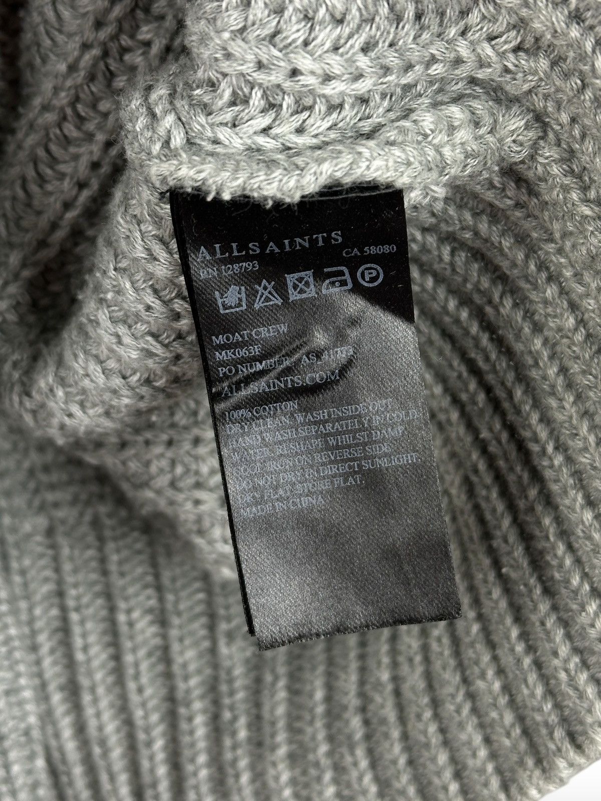 Allsaints Allsaints Moat Crew Neck Chunky Knit Sweater Heavy Grey Size US L / EU 52-54 / 3 - 8 Thumbnail