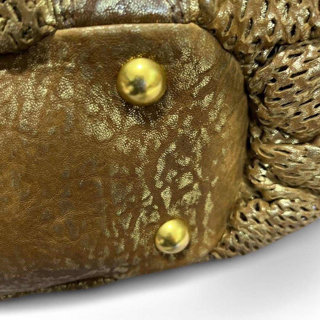 Miu Miu Miu Miu - Gold Boston Vintage Mesh Leather Handbag Size ONE SIZE - 9 Thumbnail