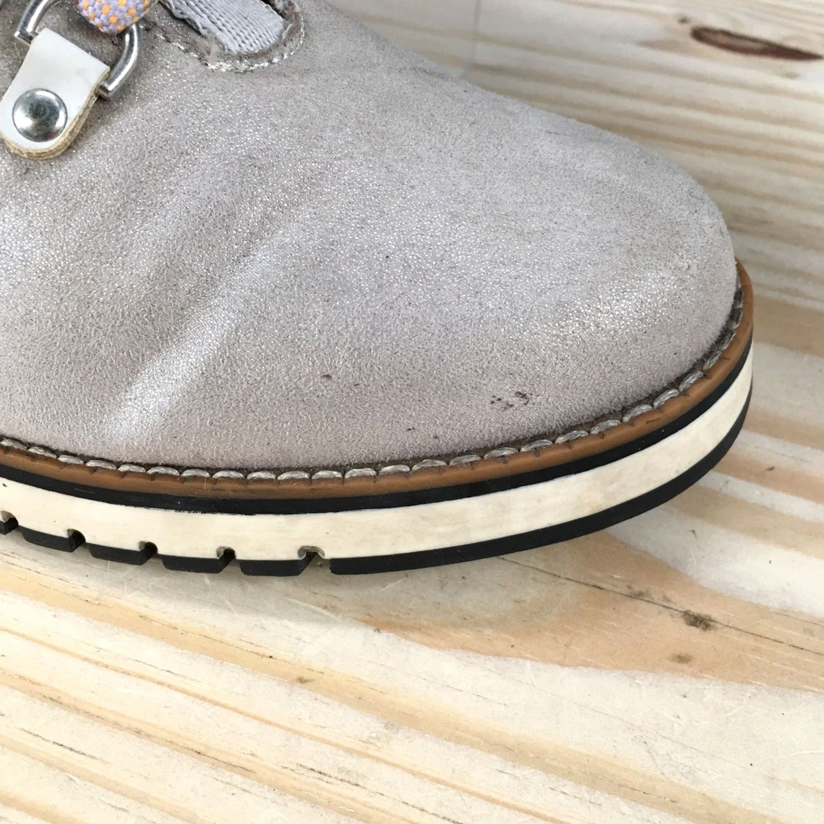 Vintage White Mountain Clifton Lace Up Ankle Bootie Gray Boots Womens 9.5 M Casual Walking Flat Heel 1in Shoes Size US 10 / IT 40 - 4 Thumbnail